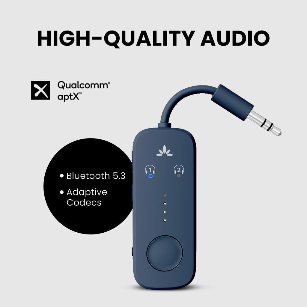 Detalle de Avantree Relay – Airplane Bluetooth 5.3 Adapter with Qualcomm aptX Adaptive