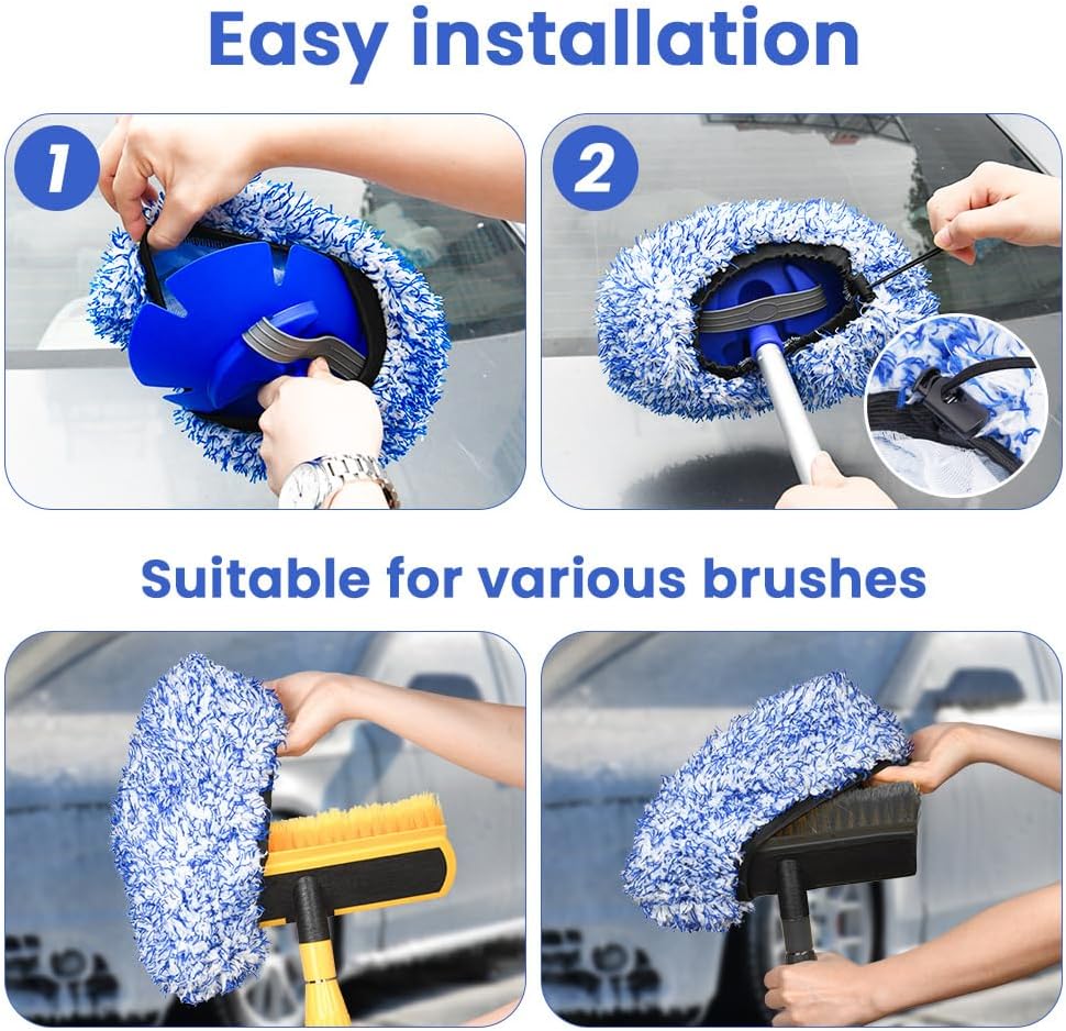 Detalle de URAQT Brush Cover-Satz für SB-Bürsten: Schonende Autowäsche mit Mikrofaser-Komplettset