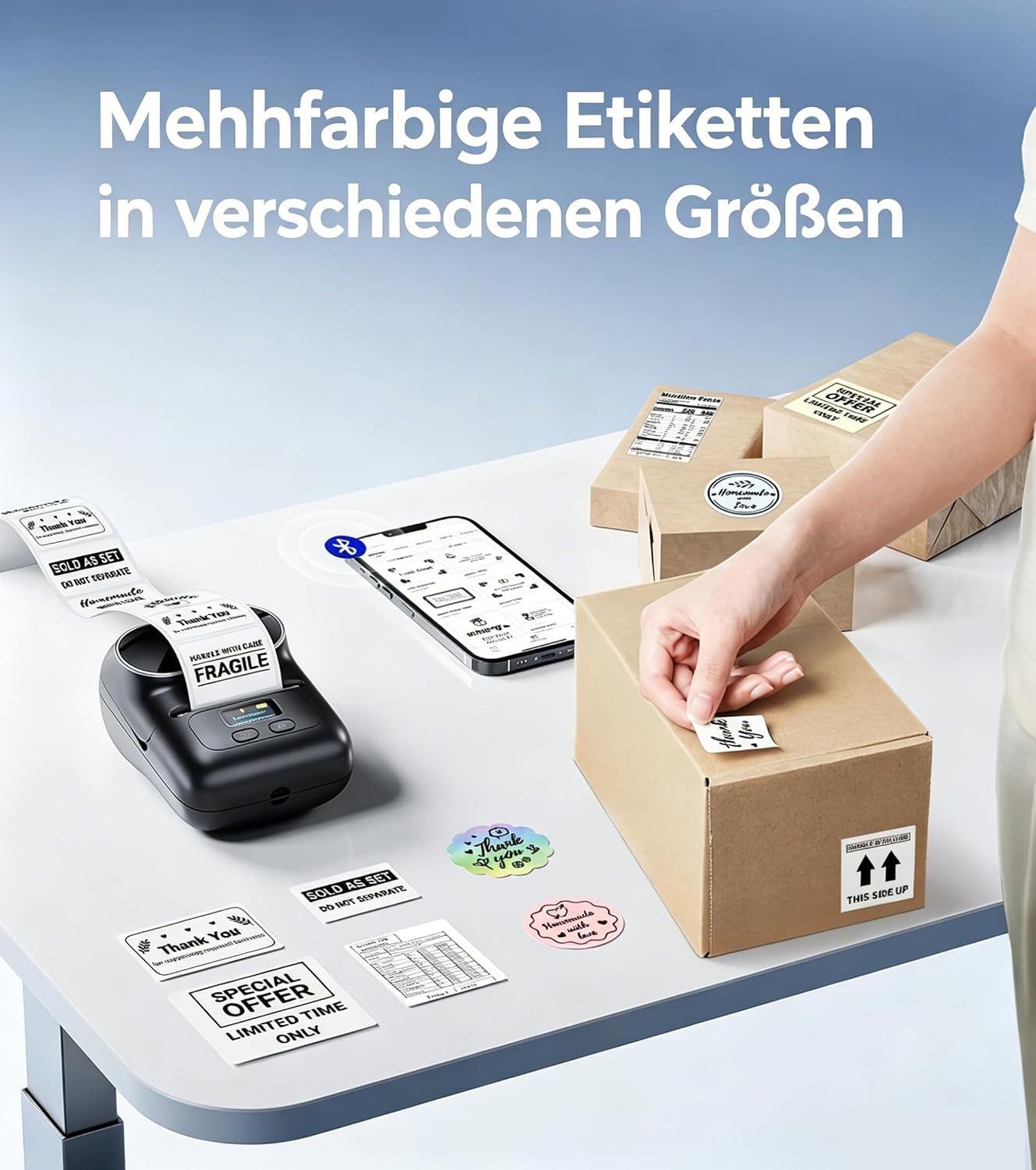 Thumbnail 6 de Phomemo M110 Bluetooth-Etikettendrucker (Thermo) – tragbarer Label Printer für Barcode & Aufkleber, schwarz