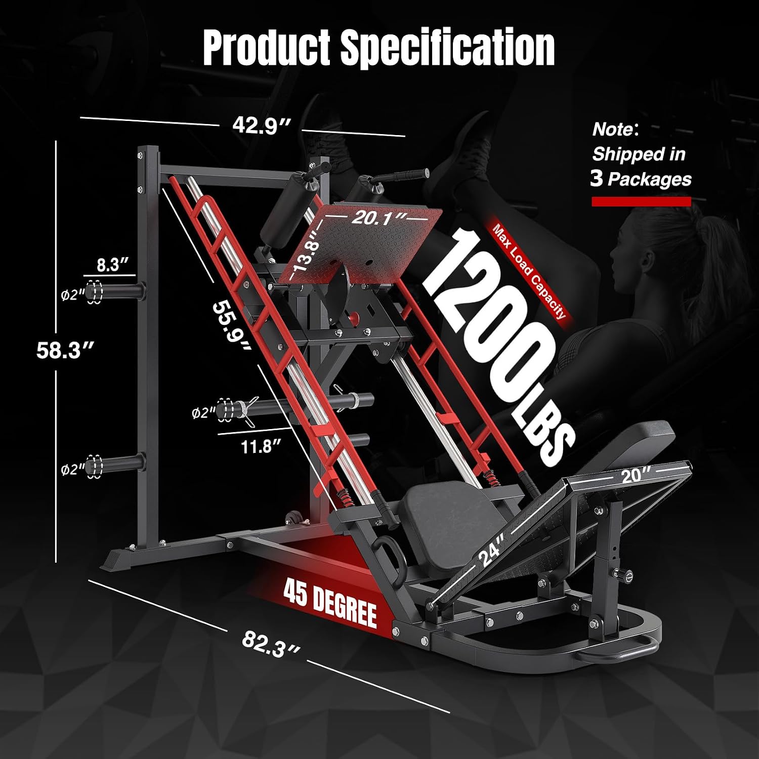 Detalle de Dripex RDDDJ3P 2-in-1 Leg Press Hack Squat Machine, Adjustable Footplate