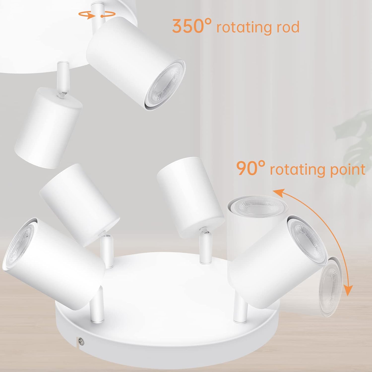 Thumbnail 1 de Ketom plafoniera LED da soffitto con 4 faretti orientabili GU10 (bianco) – rotonda moderna