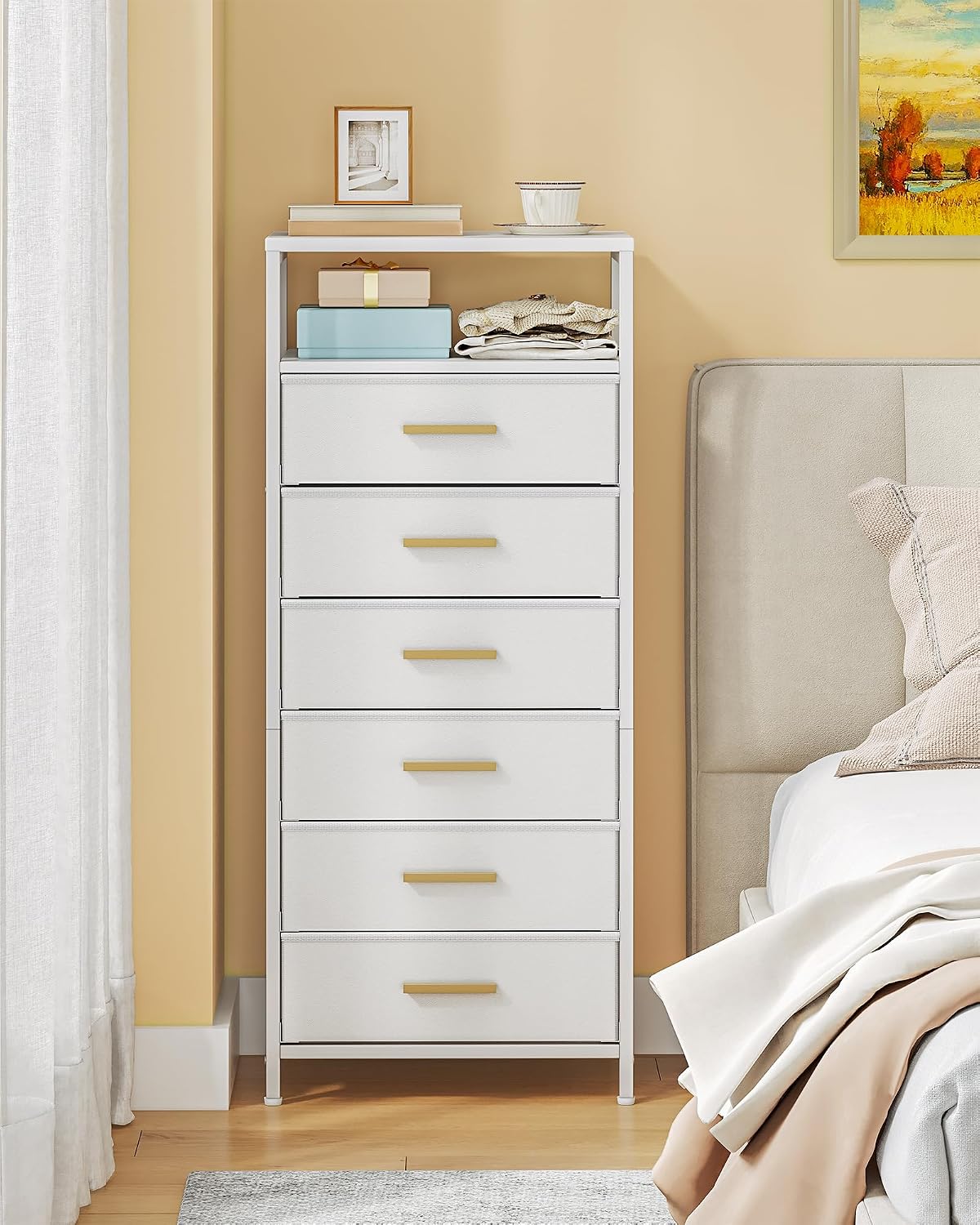 Detalle 1 de Hzuaneri Commode Chambre 6 tiroirs pliables blanc