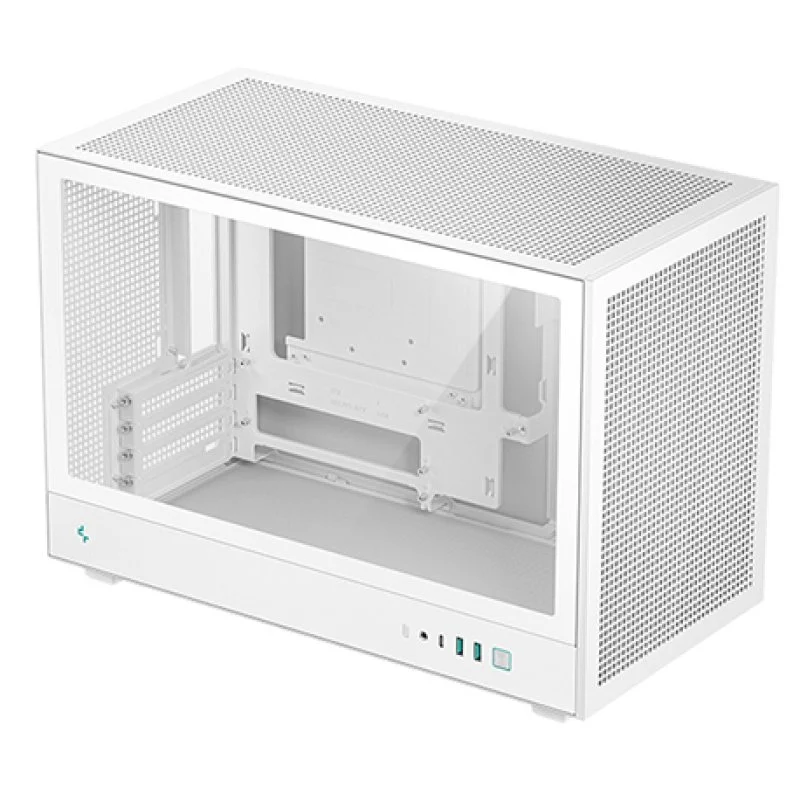 Detalle de DeepCool CH260 Blanca: caja compacta Micro ATX con panel de vidrio templado y USB-C