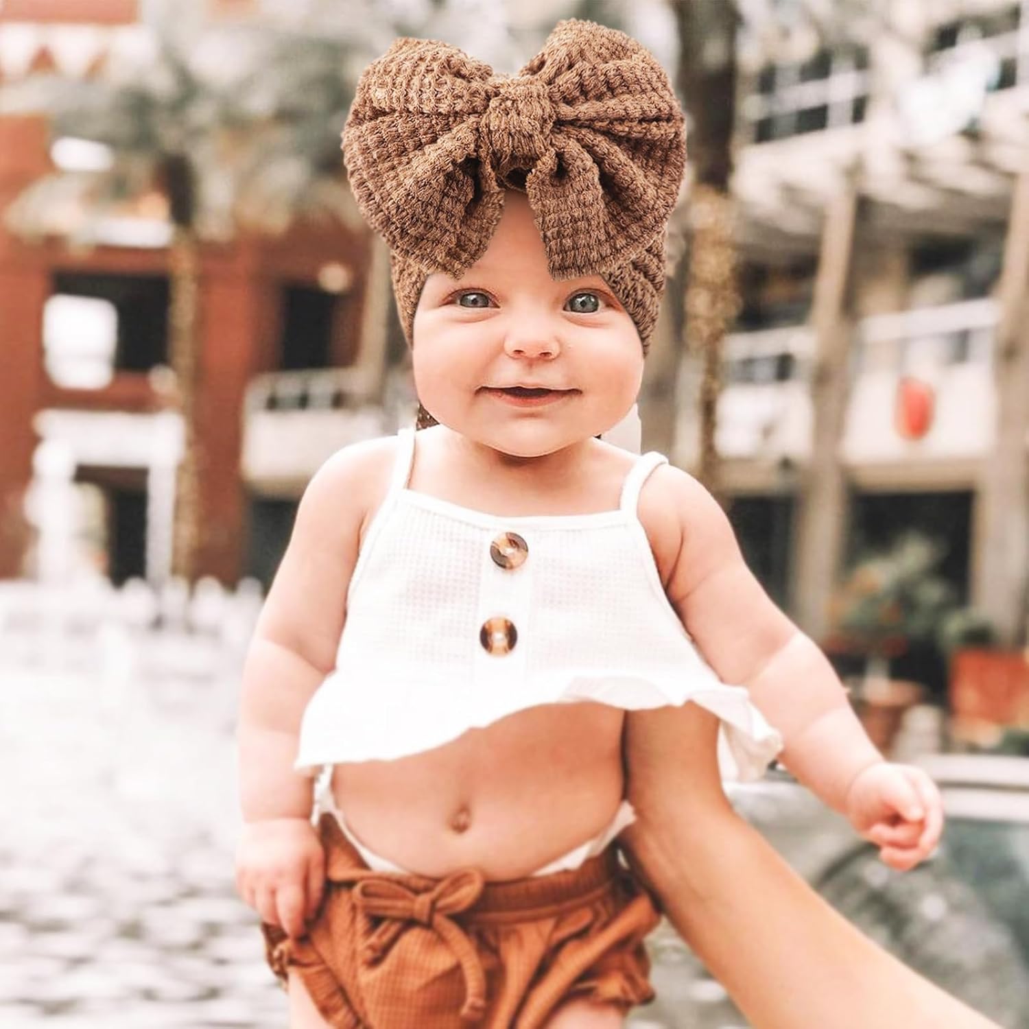 Thumbnail 2 de DRESHOW 5-Piece Baby Turban Hats set — Soft, stretchy infant beanies with oversized bows