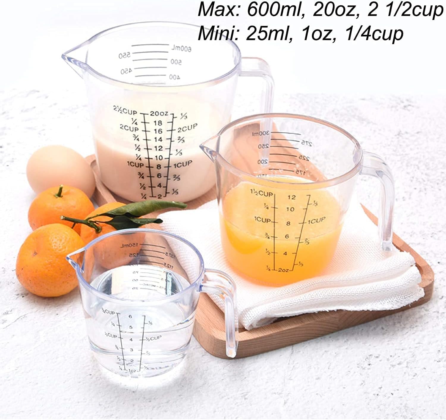 Thumbnail 6 de Messbecher-Set aus Kunststoff (PP), 150/300/600 ml – hitzebeständige Präzisions-Messkanne zum Backen & Kochen