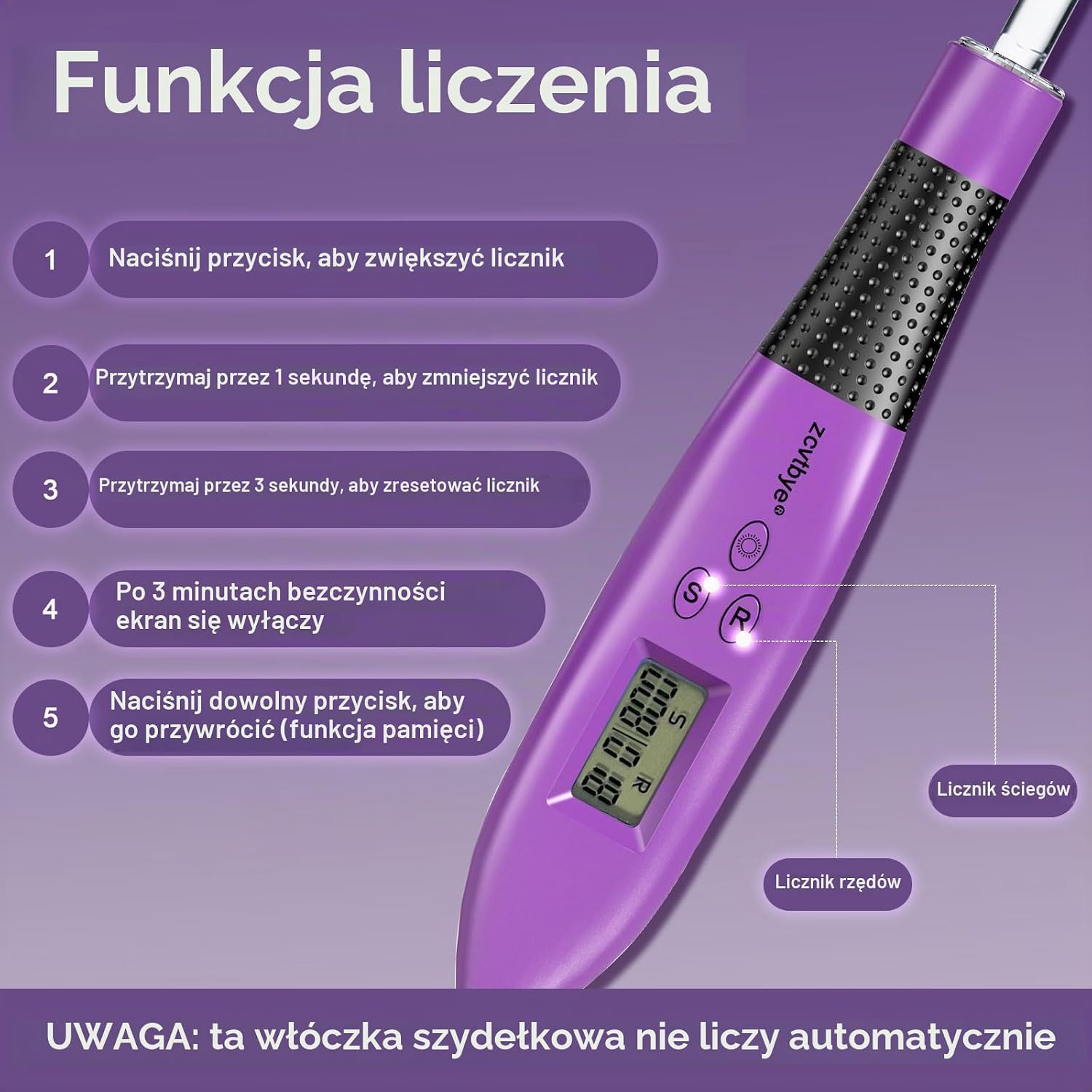 Detalle de Transplant CCH-L4 – zestaw szydełek LED z licznikiem, rozmiary 2–14 mm