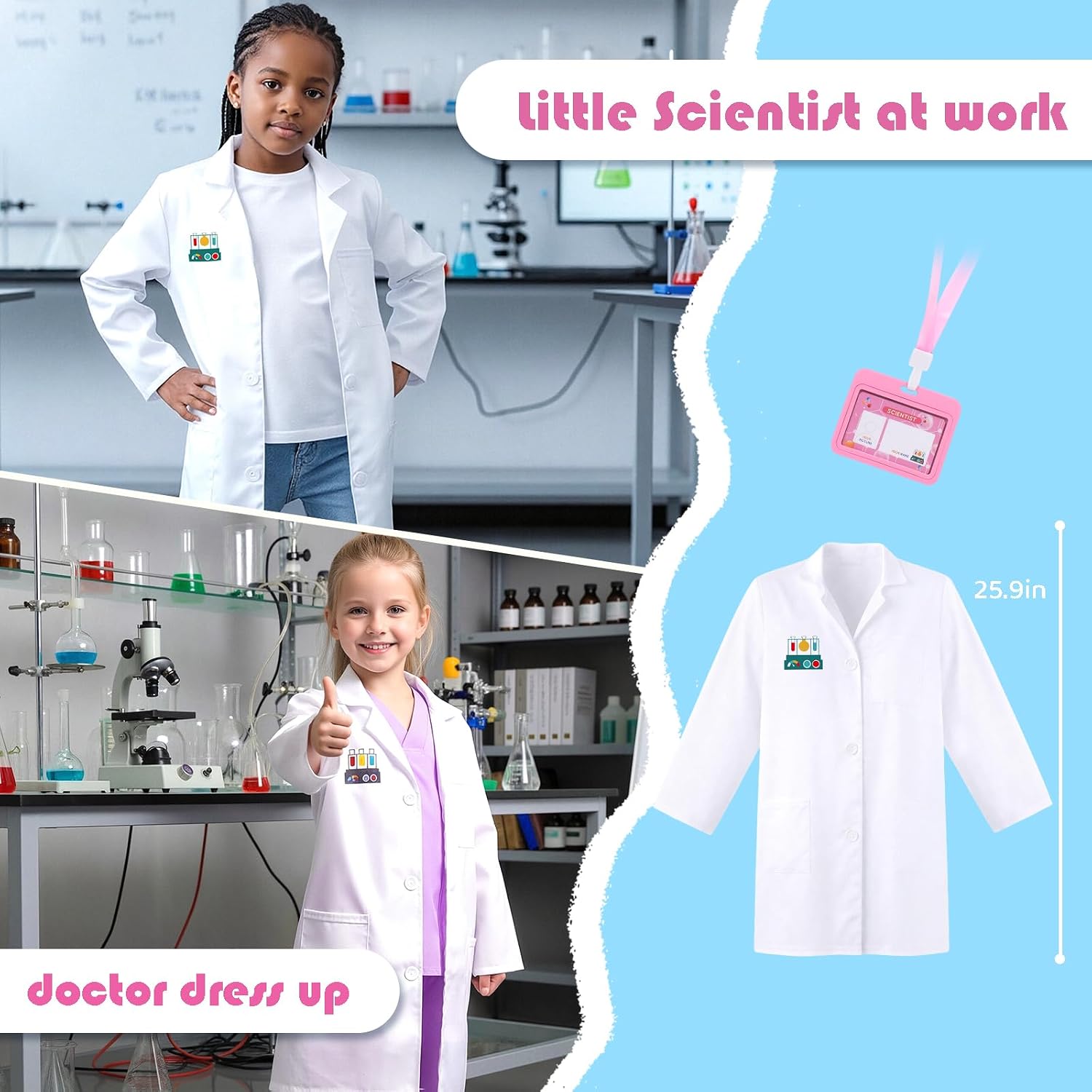 Detalle 1 de Meland 4-in-1 Career Dress-Up Costume Set for Girls, Four Pretend-Play Roles