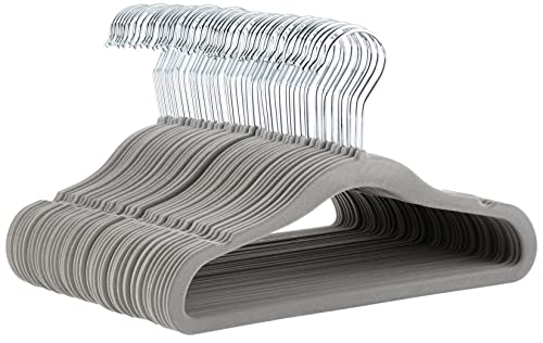 Detalle de Amazon Basics Perchas terciopelo para niños 29,46 cm, 50 uds