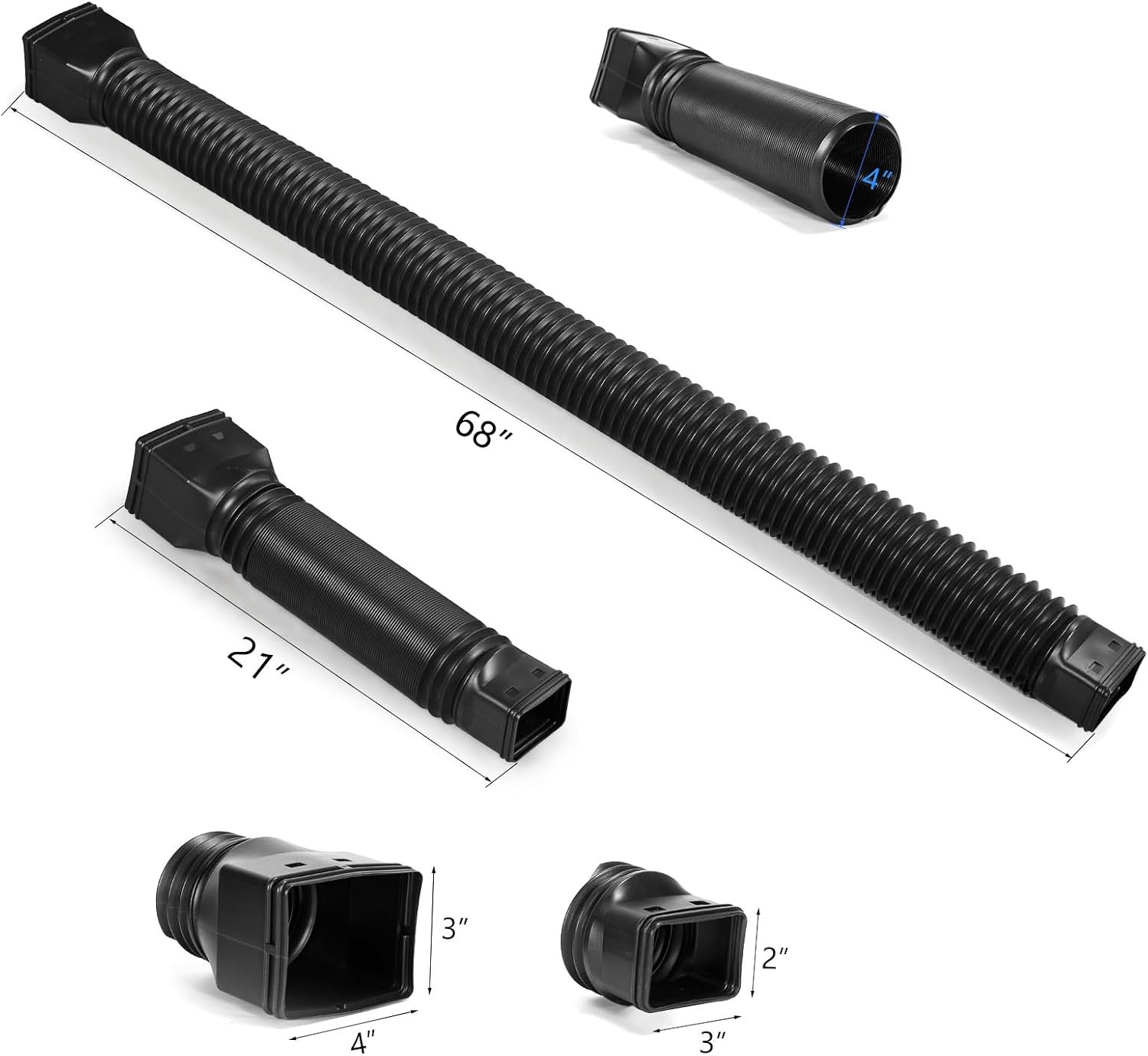 Detalle 2 de plusgutter Black Flexible Downspout Extension, Adjustable from 21 to 68 Inches