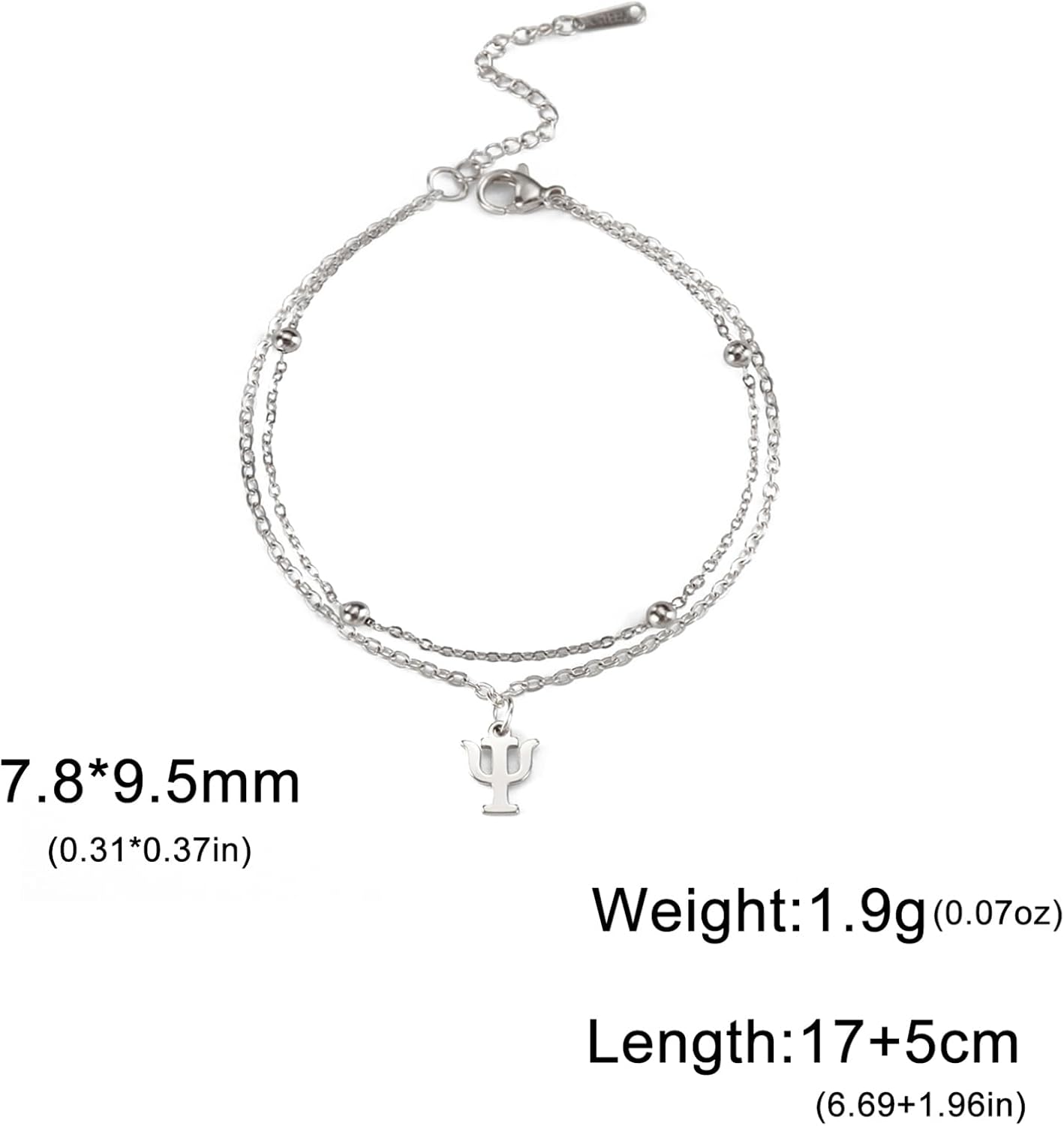 Detalle de EUEAVAN Psi Symbol Armband – Edelstahl-Schmuck für Psychologie-Freunde