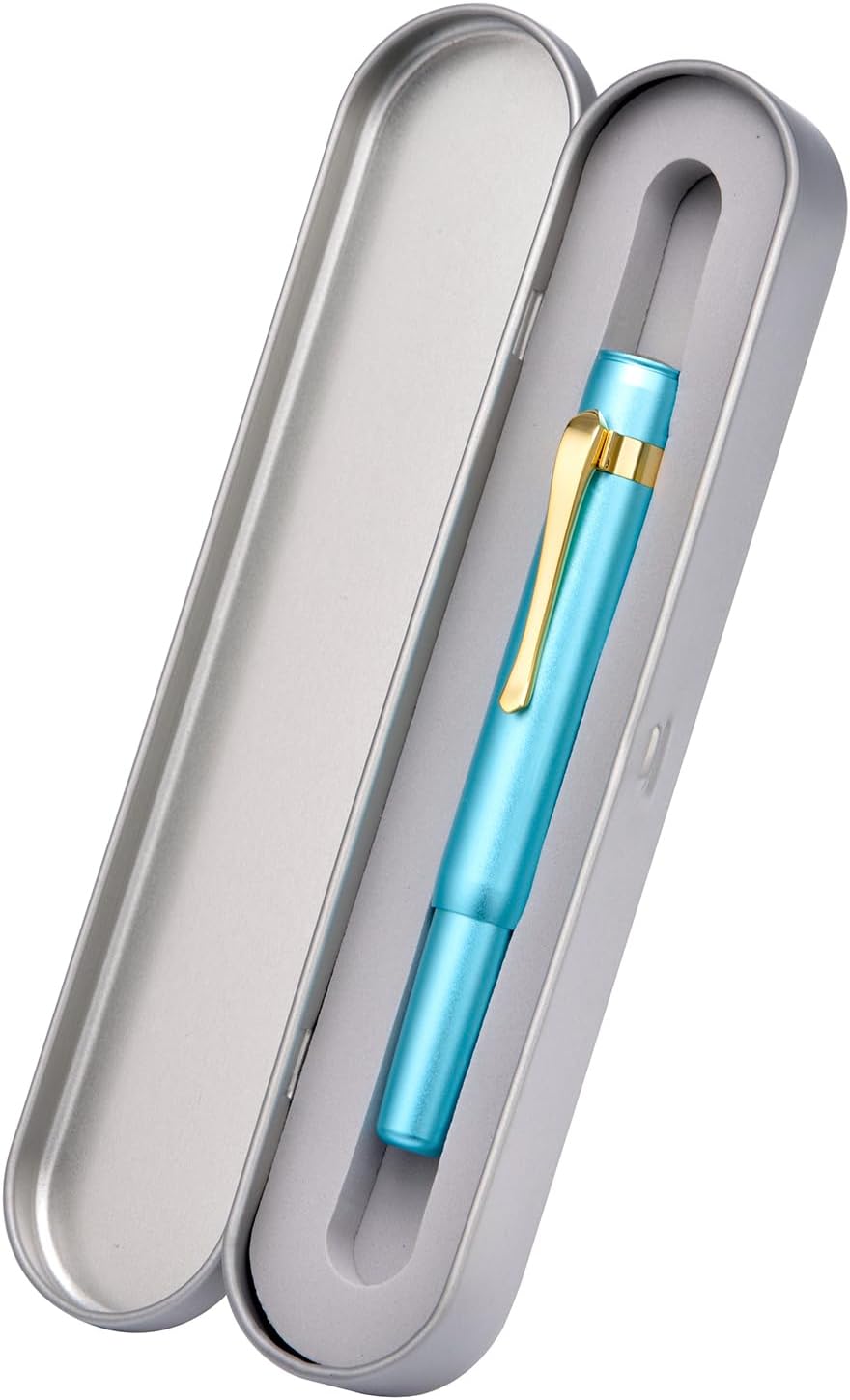 Thumbnail 2 de Hongdian M2 Black Forest Mini Fountain Pen – Lake Blue (Aluminium, Medium-Soft Nib)