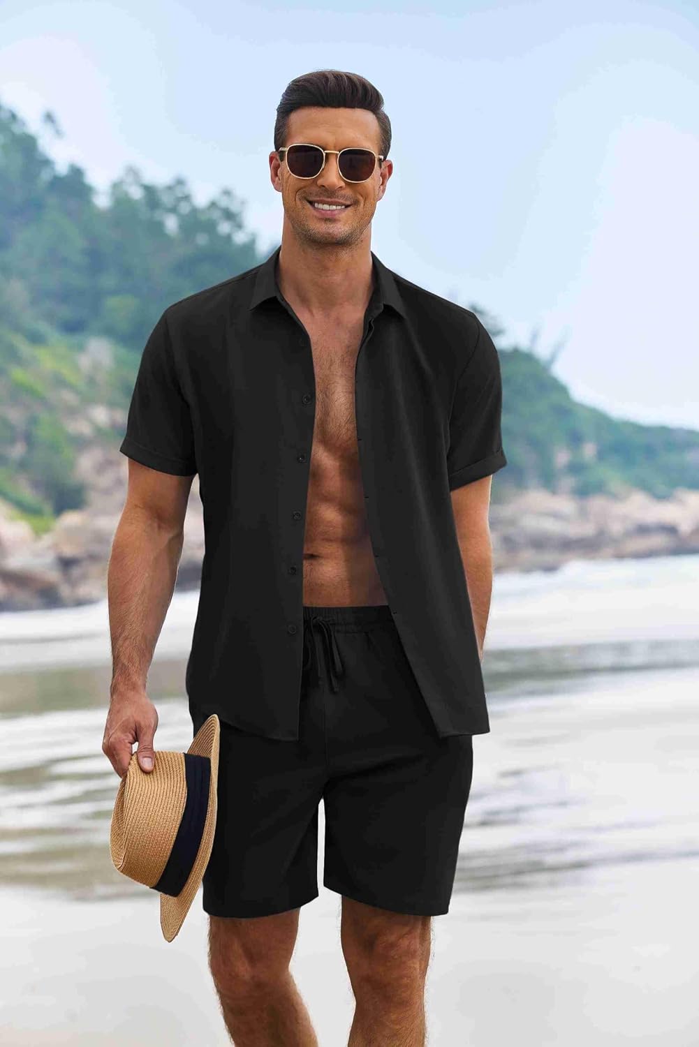 Detalle 2 de COOFANDY Men's Linen Two‑Piece Set 2pc