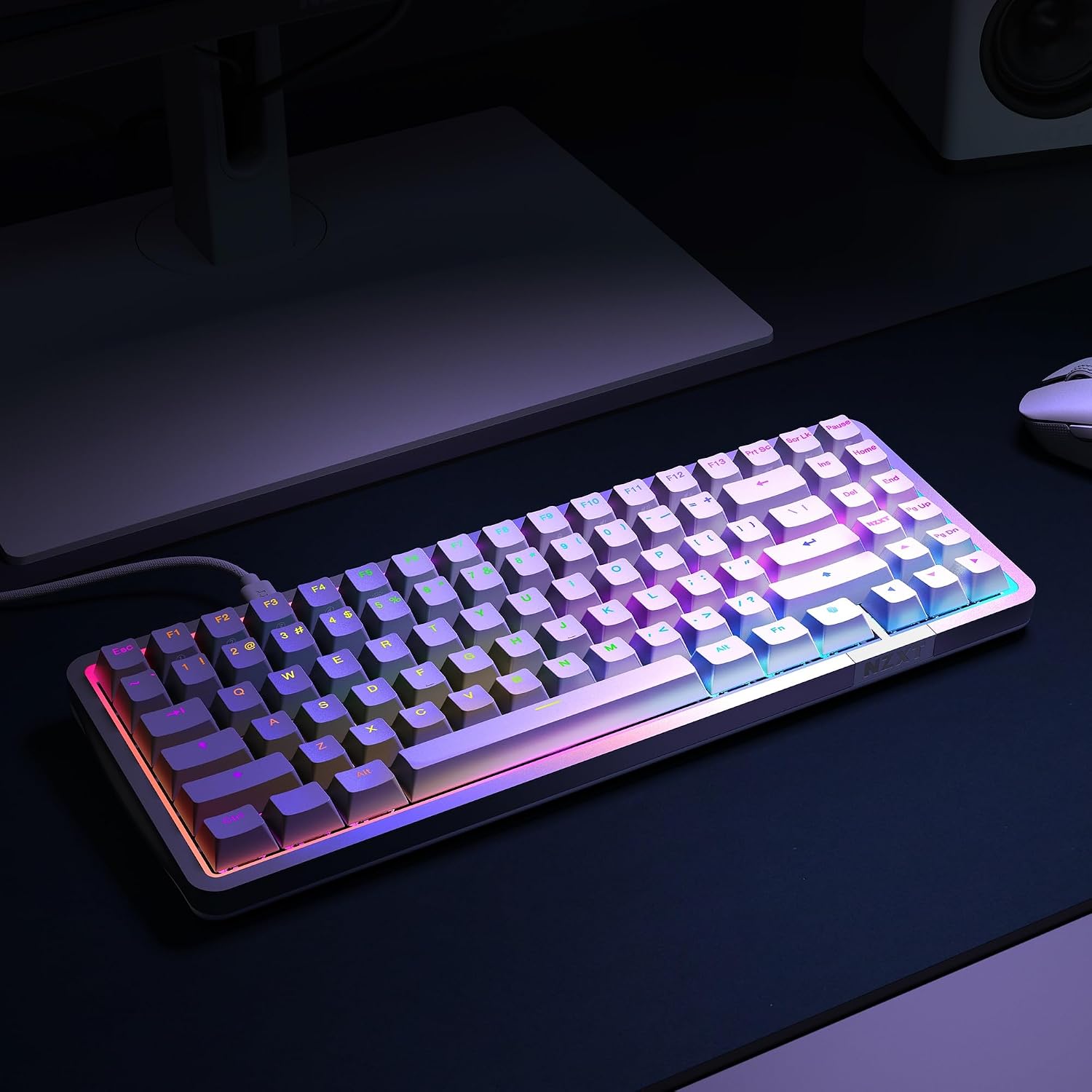 Detalle de NZXT Function Elite MiniTKL KB-101NW-US gamingtangentbord med Hall Effect och RGB