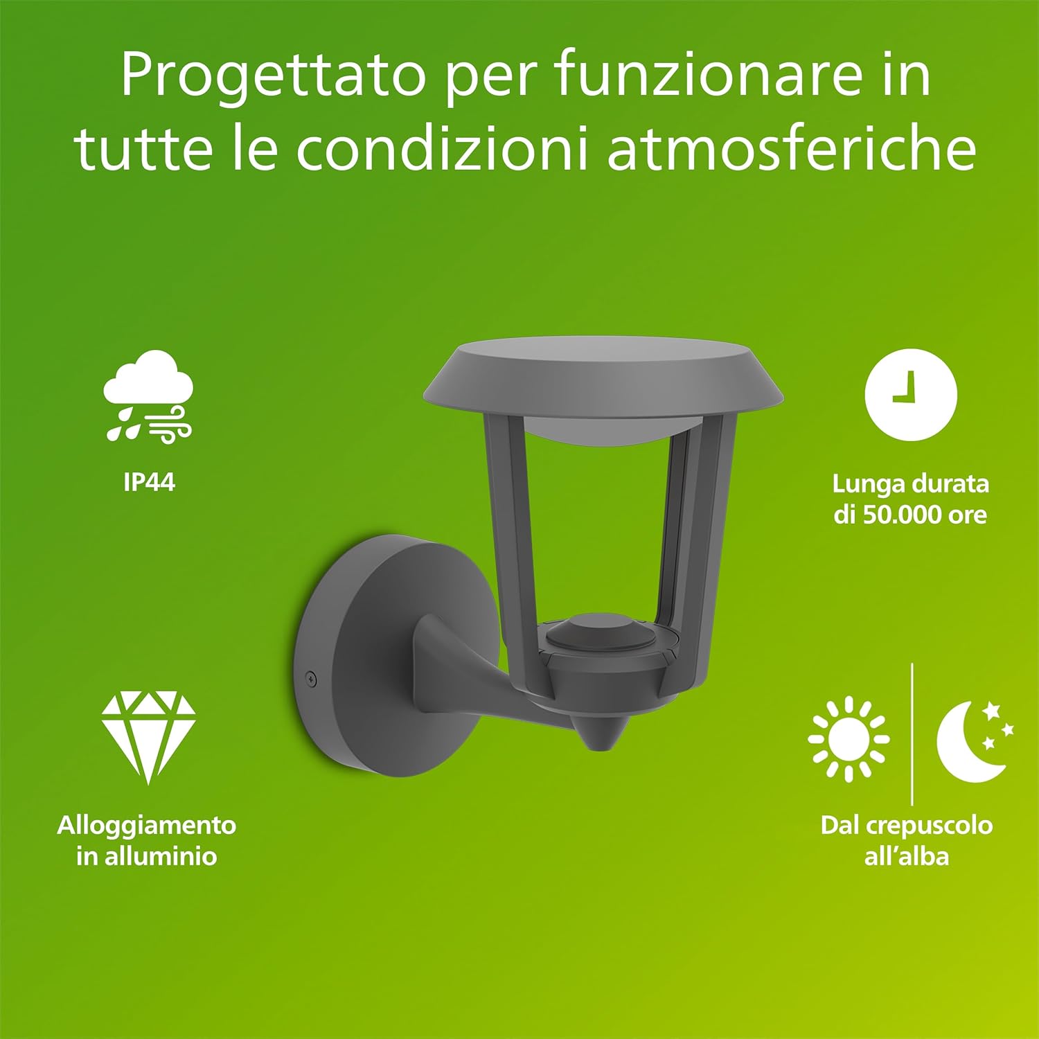 Thumbnail 1 de Applique da esterno Philips Nuvy in alluminio grigio antracite, LED integrato 800 lm, 2700 K, PowerShield, IP44