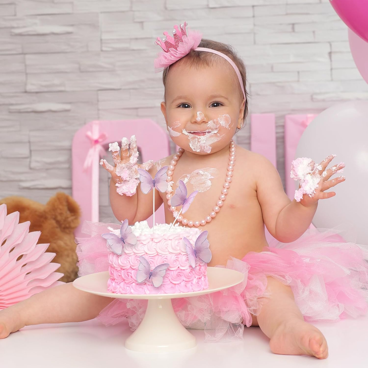 Detalle de Ouxayapl 48 essbare Schmetterlinge als Tortendeko (lila) für Hochzeit, Geburtstag & Partys