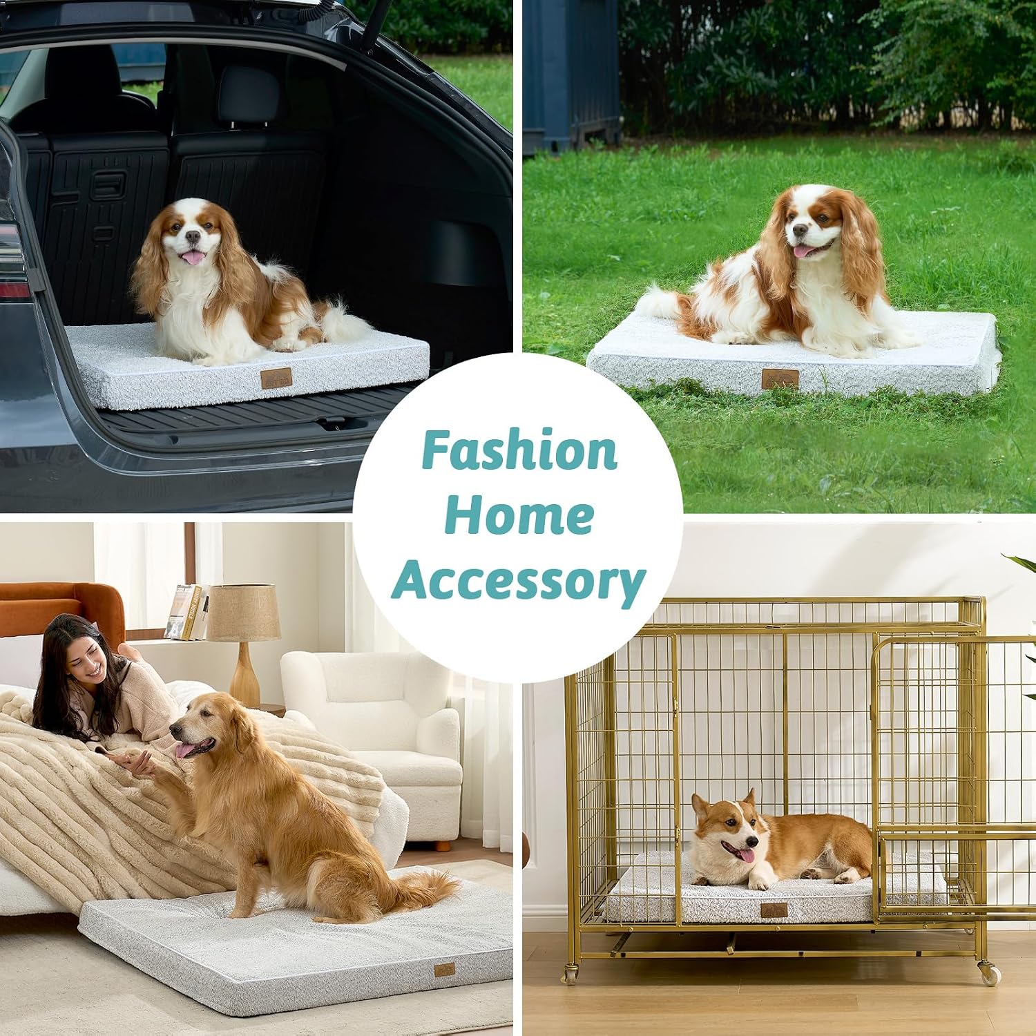 Detalle 2 de COZY KISS orthopädisches Hundebett für große Hunde (Größe L, 91 x 68 x 7,6 cm) – abnehmbarer waschbarer Bezug, wasserabweisendes Futter, grau
