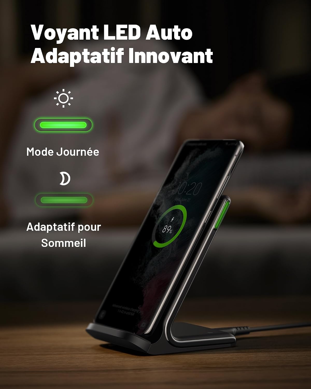 Thumbnail 2 de INIU draadloze oplaadstandaard, 15 W met adaptief nachtlicht en dubbele spoel