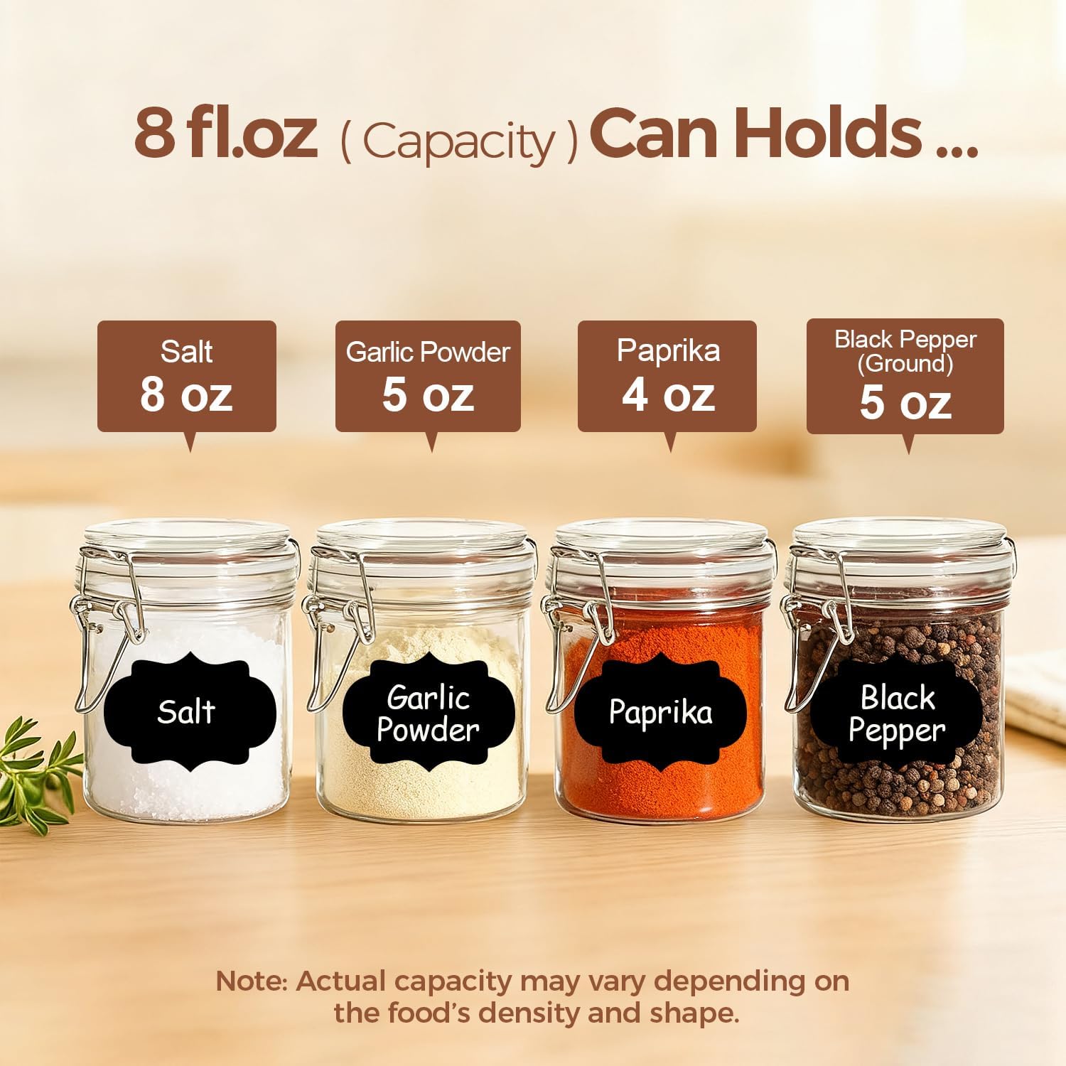 Detalle de ComSaf 8oz Glass Jars with Airtight Lids (Value Pack of 12) — cylindrical pantry canisters for spices, jams & sourdough discard