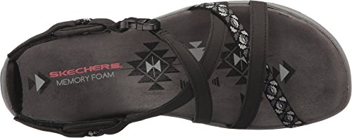 Detalle 2 de Skechers Reggae Slim Vacay - Sandalias casuales para mujer, Black Duraleather/Webbing (37 EU)