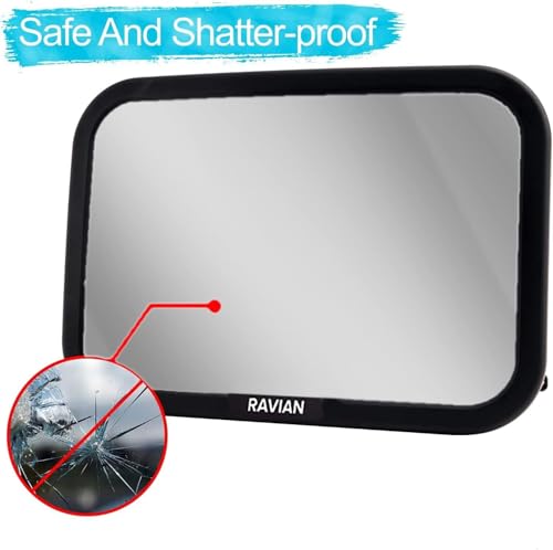 Detalle de RAVIAN Babyautospiegel für den Rücksitz – kristallklare Sicht, verstellbar & bruchsicher