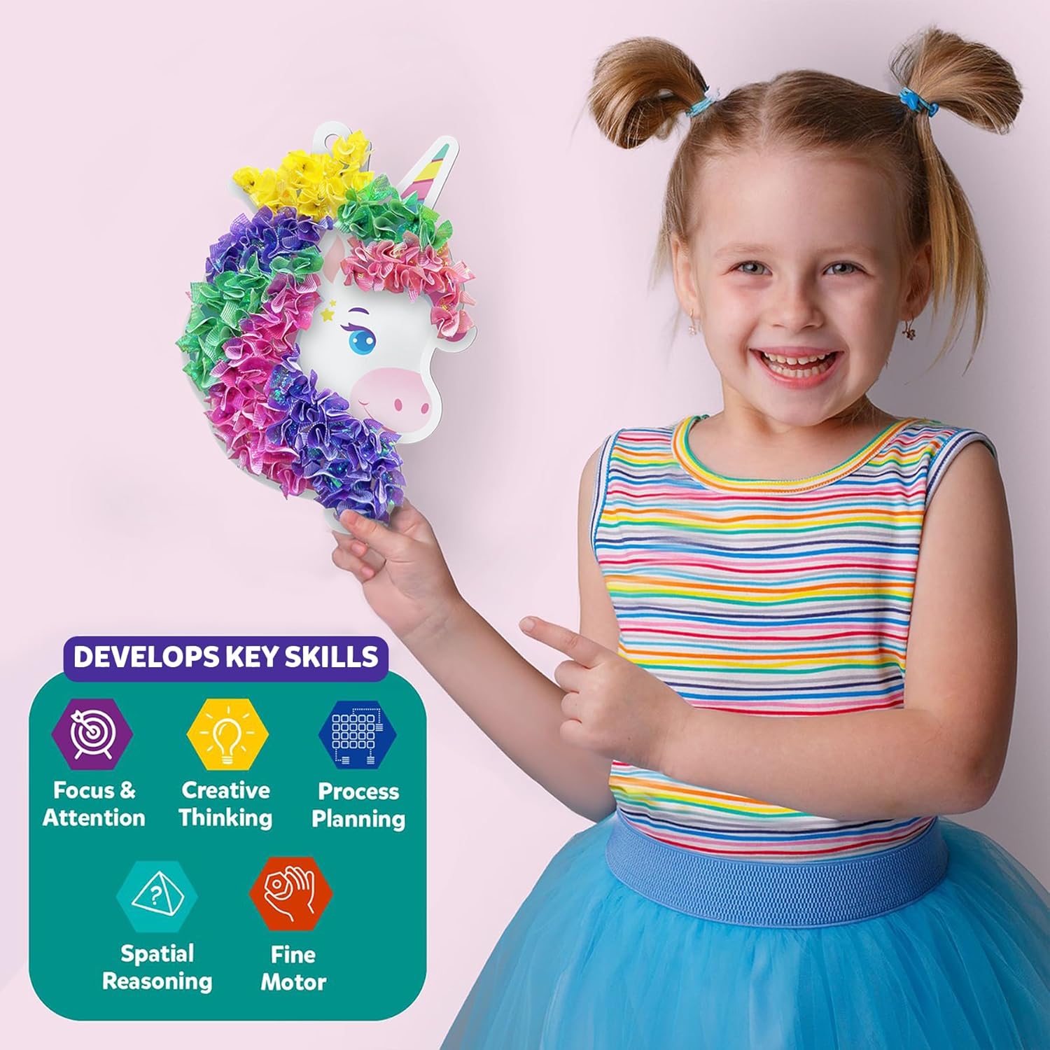 Detalle de Skillmatics Poke-in Art Magical Unicorn Dream Decor DIY sewing craft kit (mess-free) for ages 4–9