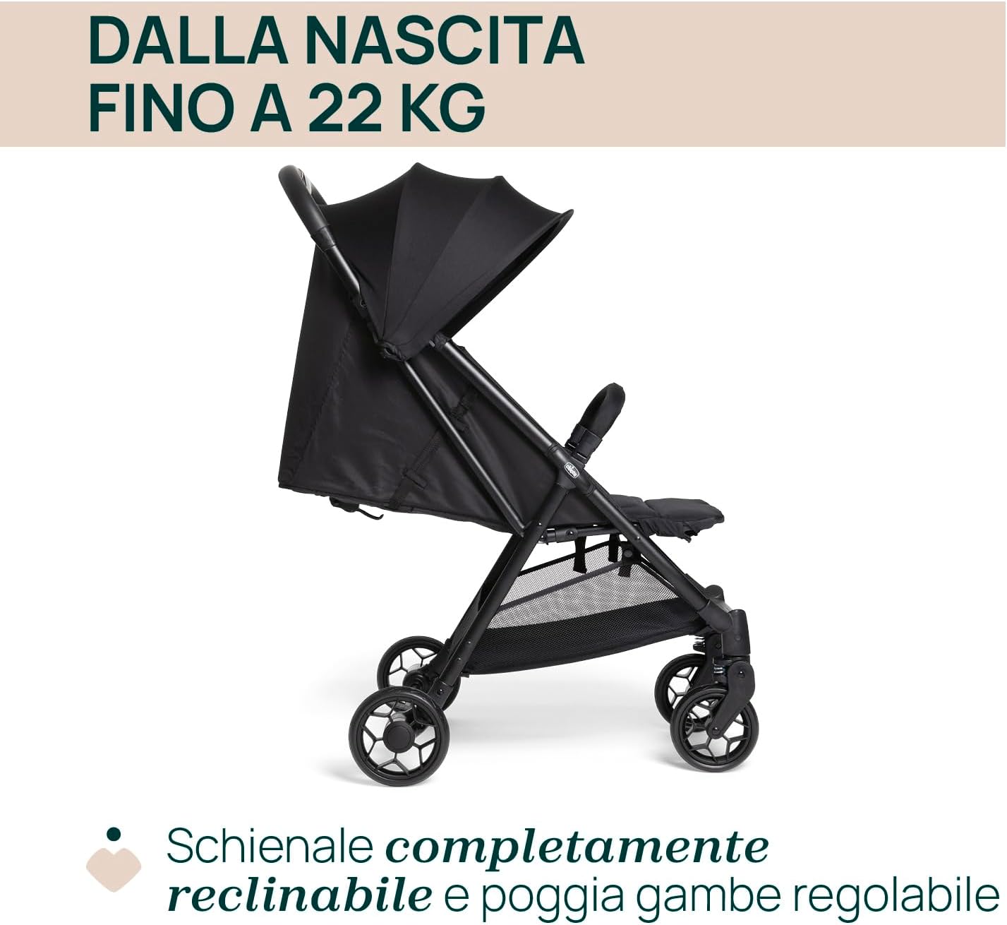 Detalle de Chicco Urbino: Passeggino leggero 0+ mesi - 22 kg, chiusura smart e capotte estensibile