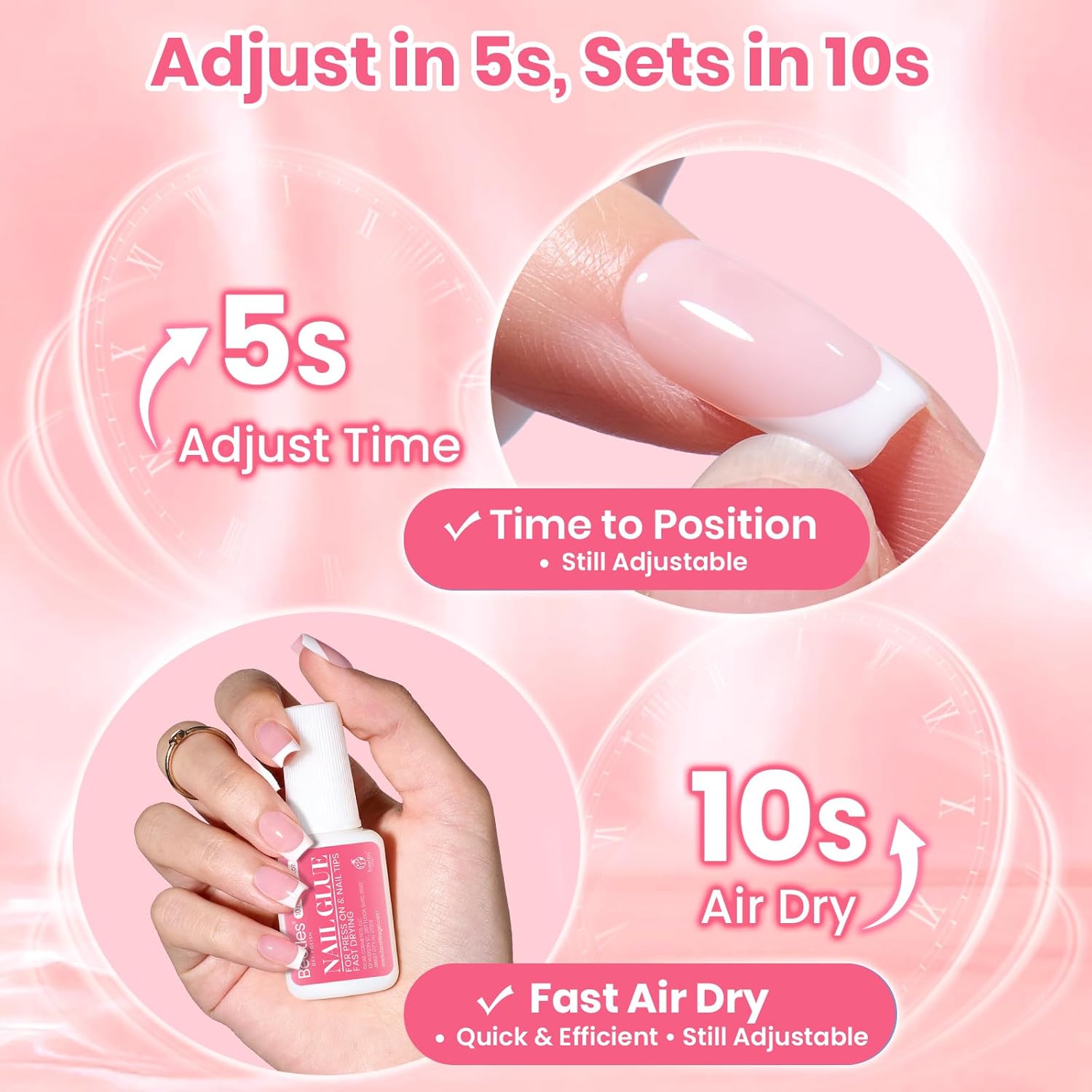 Detalle de Beetles 10ML Super Strong Nail Glue (No-UV) for Press-Ons, Nail Tips & Acrylic Nails