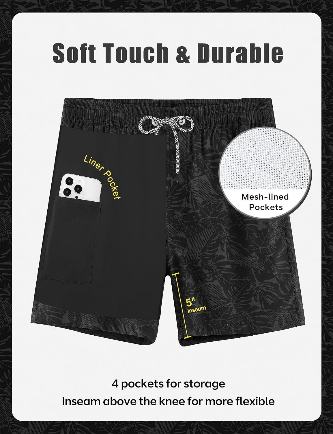 Detalle de APTRO Men's Swim Trunks with Compression Liner 5 Inch