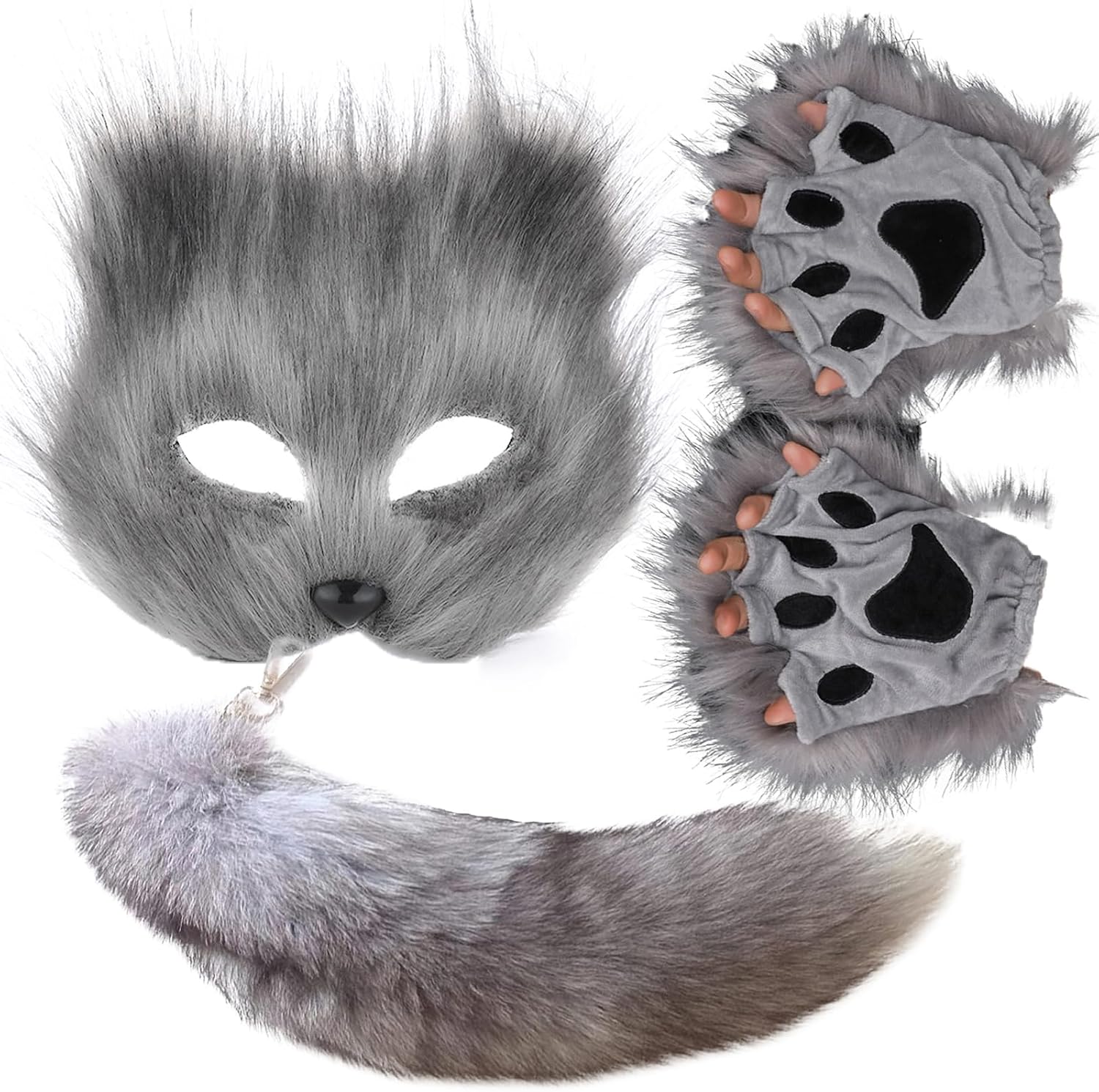 Detalle de Valpeak Therian Mask and Tail Set with Furry Mask and Natural Fox Tail