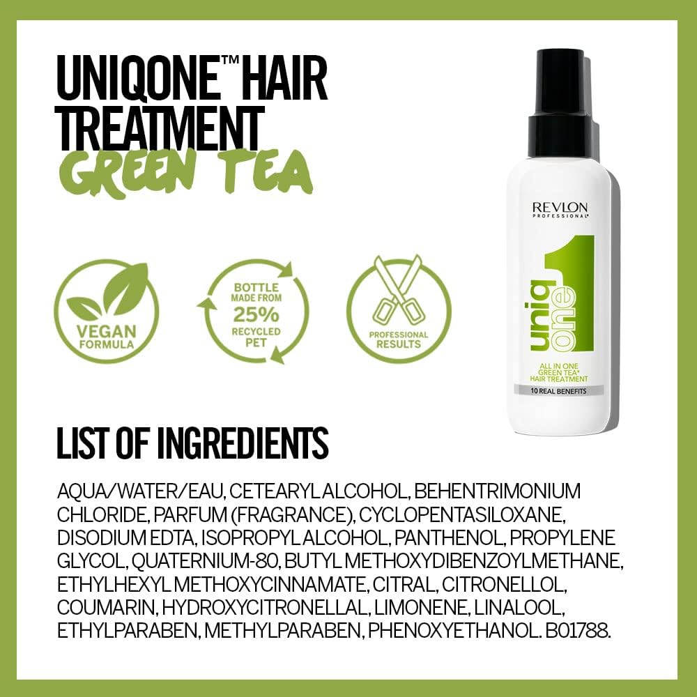 Detalle de REVLON Professional UNIQONE Hair Treatment Leave-In (Green Tea) – 150 ml