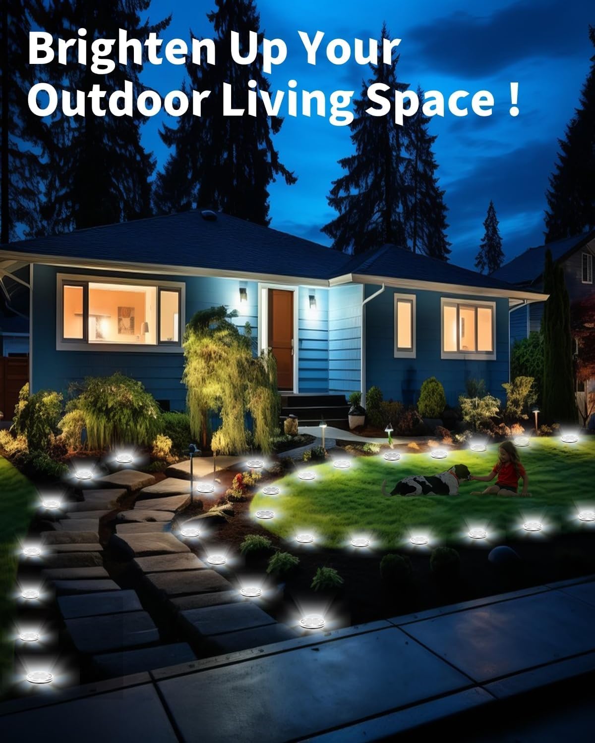 Detalle de Bzavor 12er IP65 Solar Bodenleuchten – 8 Ober- und 4 Seiten-LEDs für Gartenwege