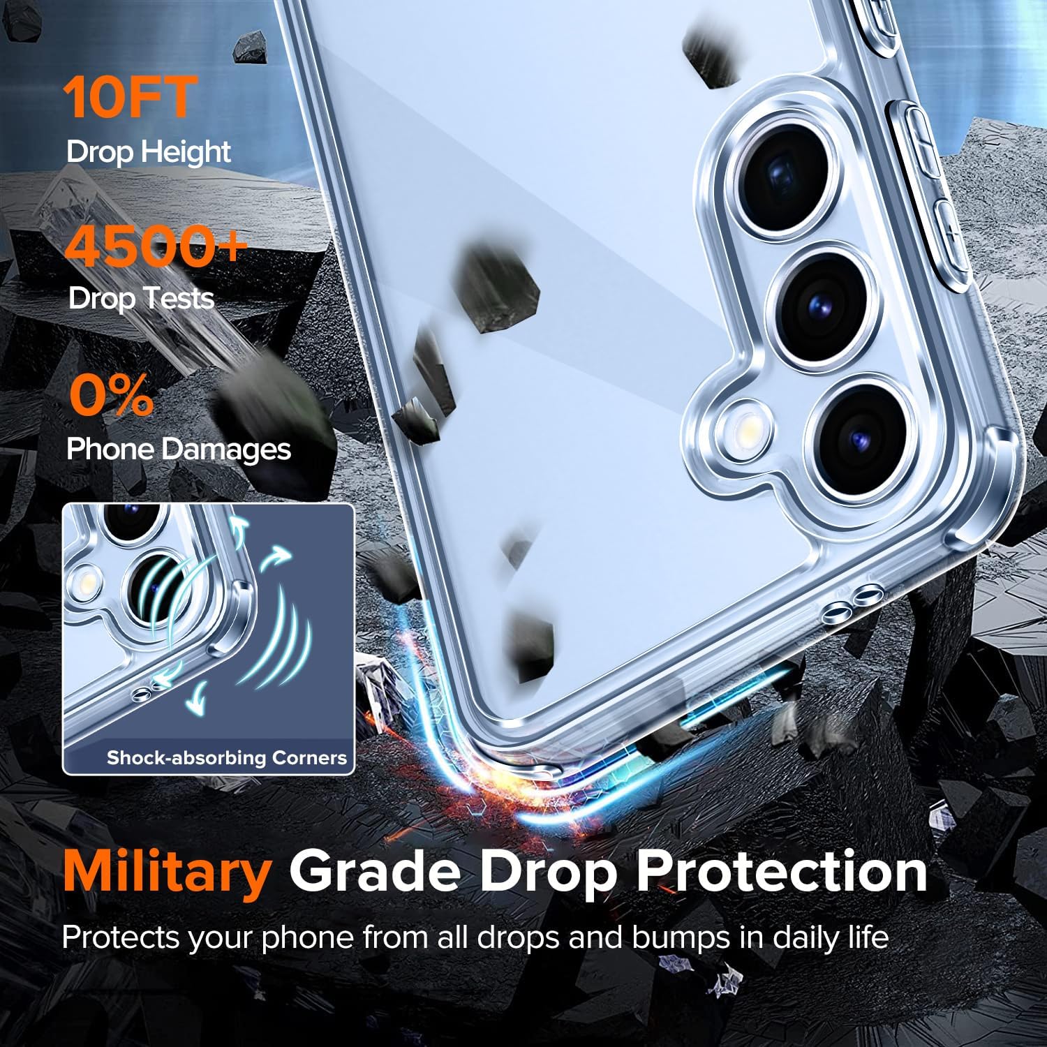 Thumbnail 3 de iVoler Anti Ingiallimento Chiaro Cover per Samsung Galaxy S25 5G con 2 Pellicole Vetro Temperato – Protezione 360°