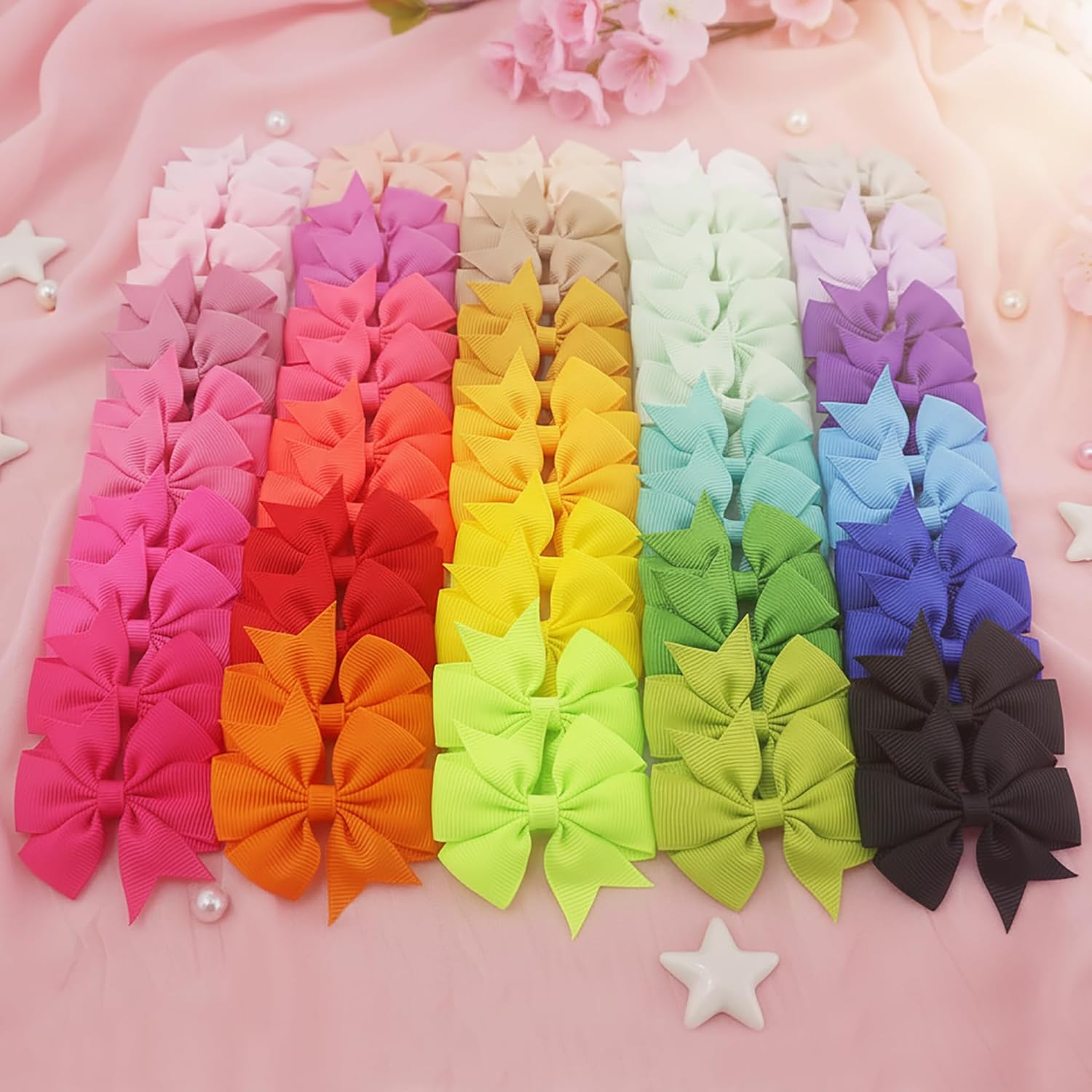 Detalle 2 de 60Pcs Baby Hair Bows Clips: 2-Inch Fully Lined Clips for Infant & Toddler Girls (30 Pairs)