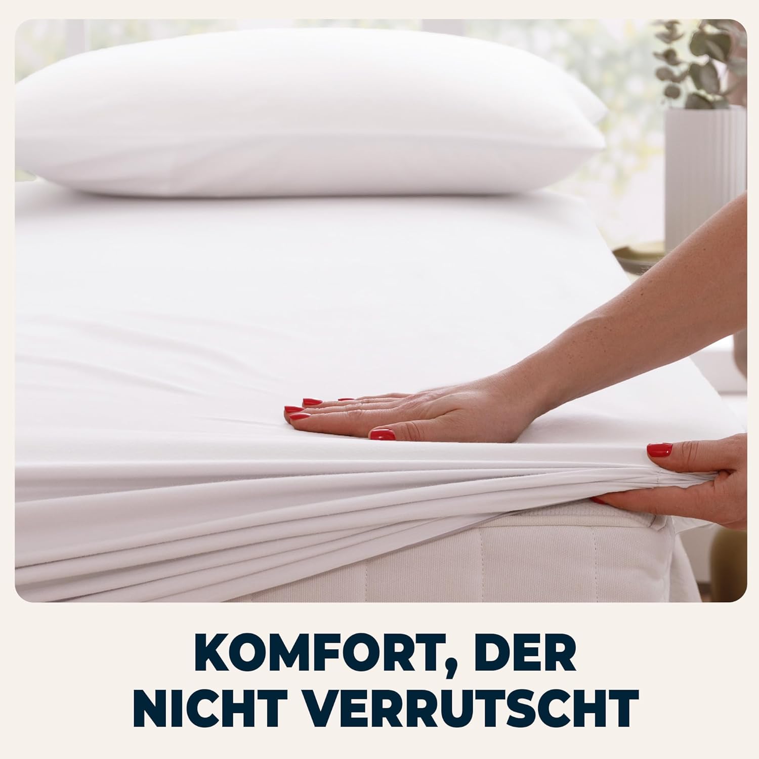 Detalle 2 de Flowen Mikrofaser Spannbettlaken 120x200 cm weiß – atmungsaktiv, hypoallergen, 30 cm Tiefe