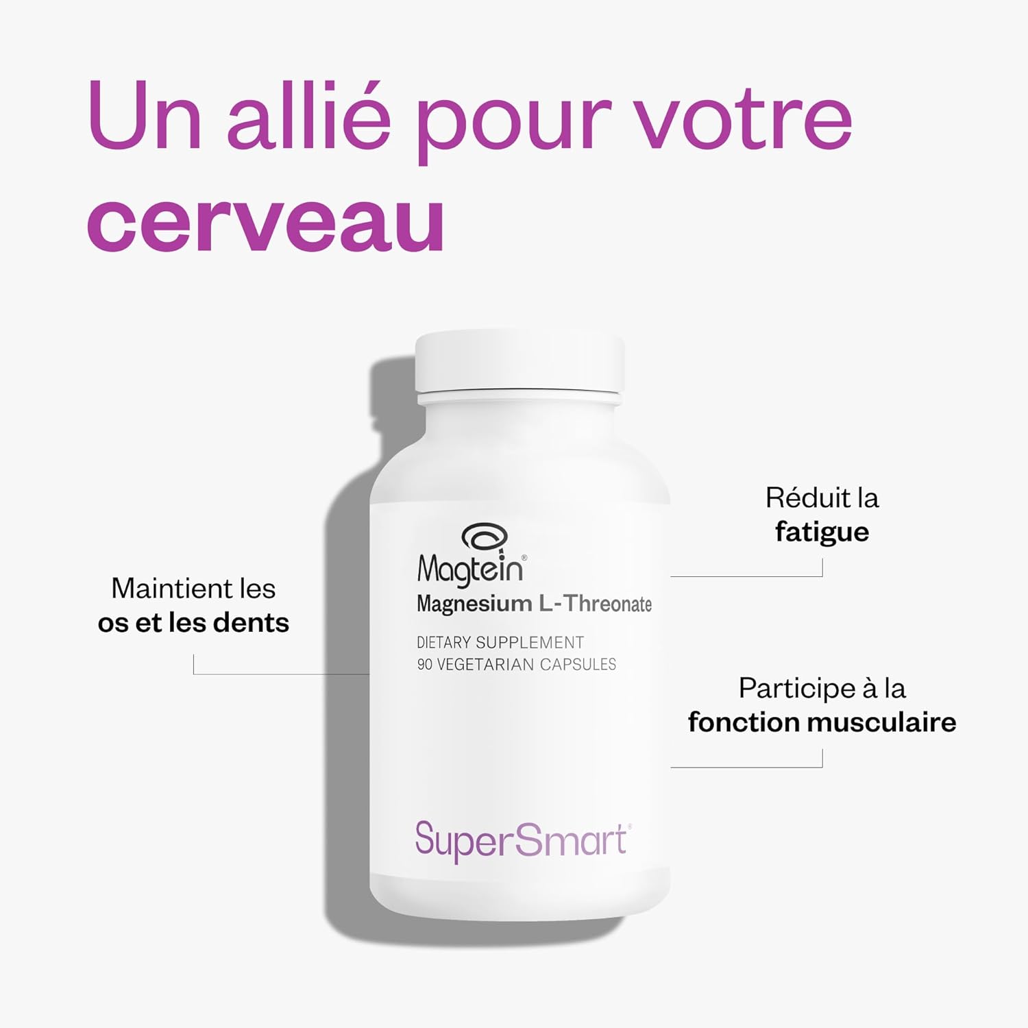 Thumbnail 2 de Magnesium L-Threonate (Magtein) 500 mg SUPERSMART : fatigue, concentration et soutien musculaire