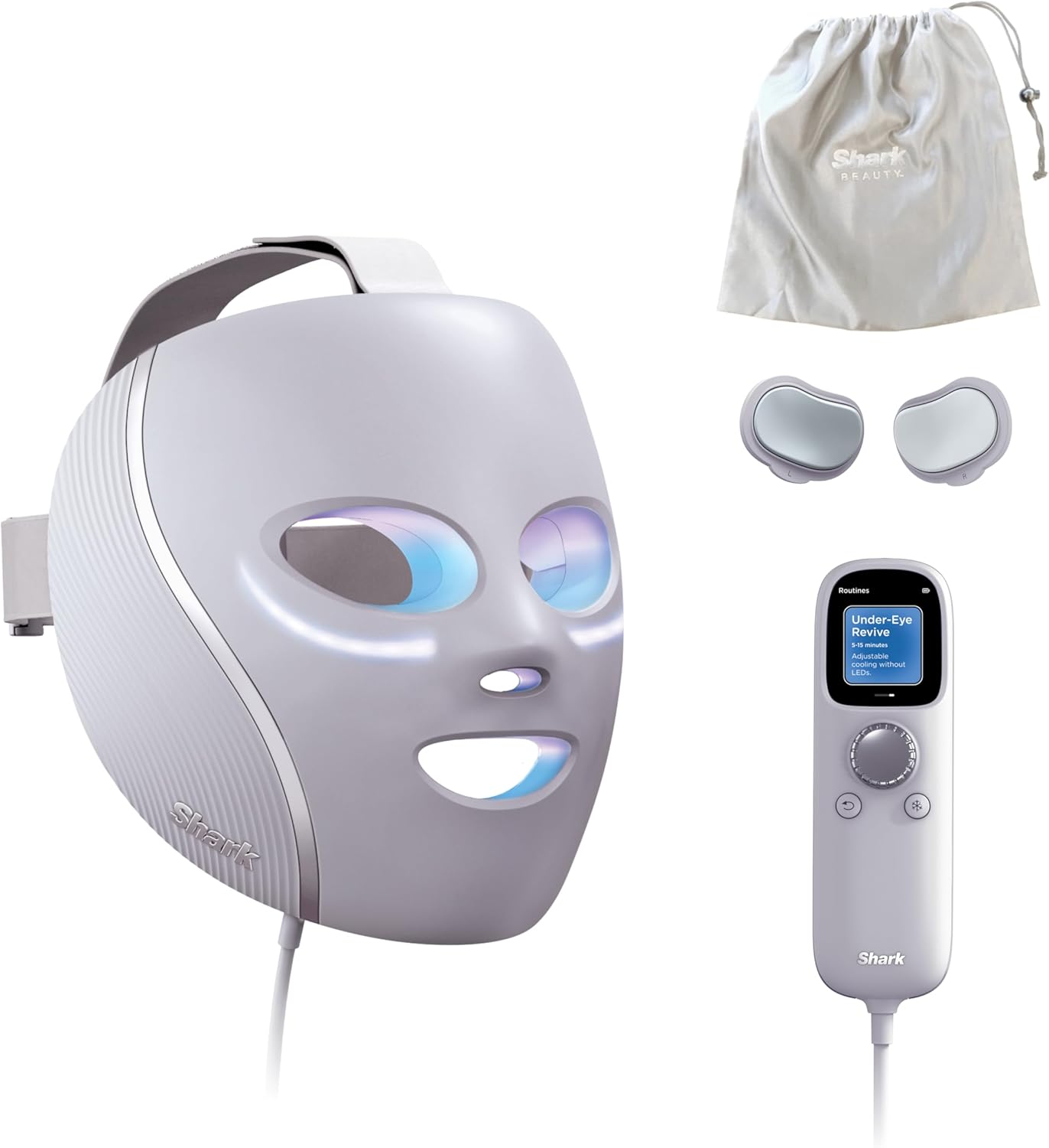 Detalle de Shark CryoGlow LED Maske – LED-Lichttherapie mit Kühlung der Augenpartie (Kühles Lila, FW312EUPL)