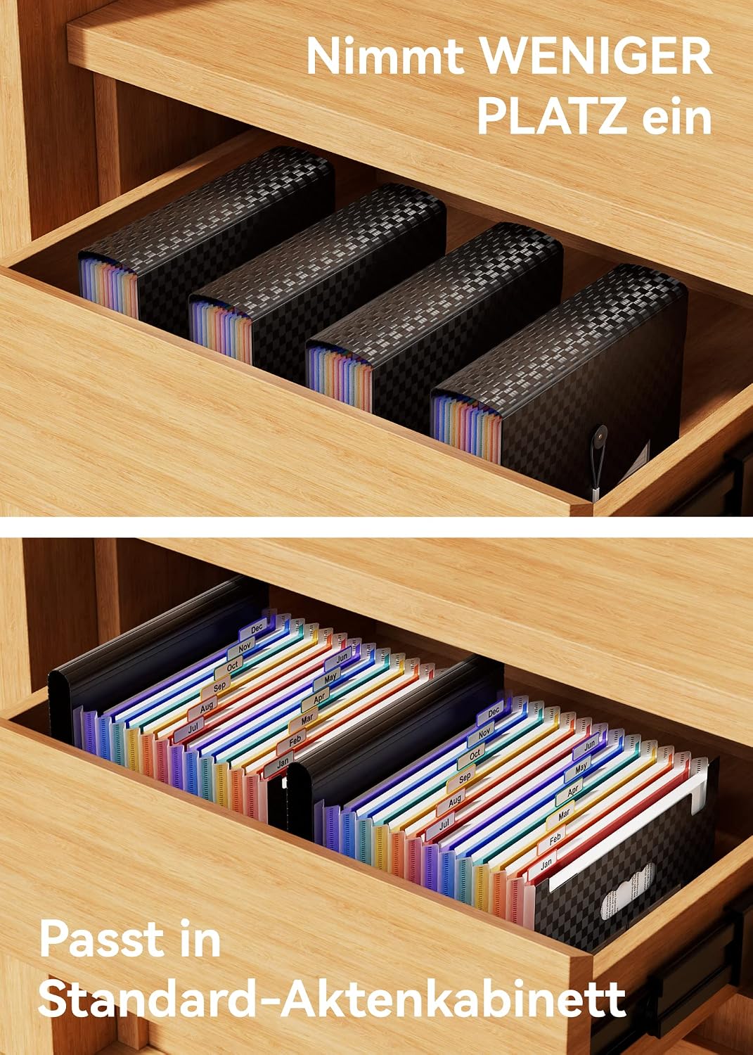 Detalle de ABC life A4 Dokumentenmappe/Ordner mit 13 Taschen (Akkordeon-Organizer) – tragbarer Dateiordner für Zuhause & Büro