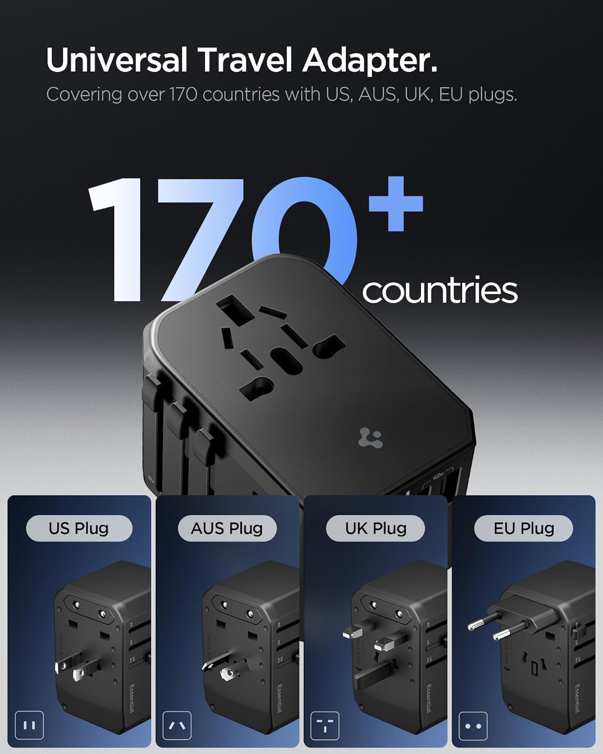 Thumbnail 2 de Spigen ArcStation adaptateur de voyage universel 70W (5 ports : 3 USB‑C + 2 USB‑A) beige Dune