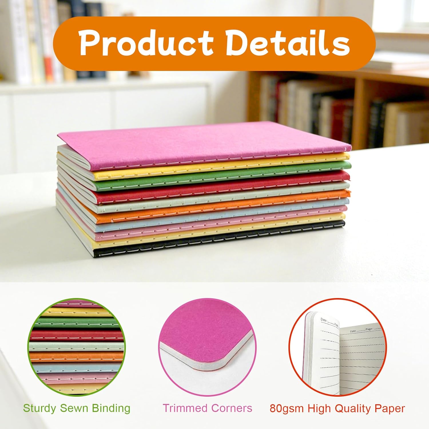 Thumbnail 1 de Ojussa 10-pack A6 lined notebooks (60 pages each) – rainbow colour memo diaries, 14×9cm