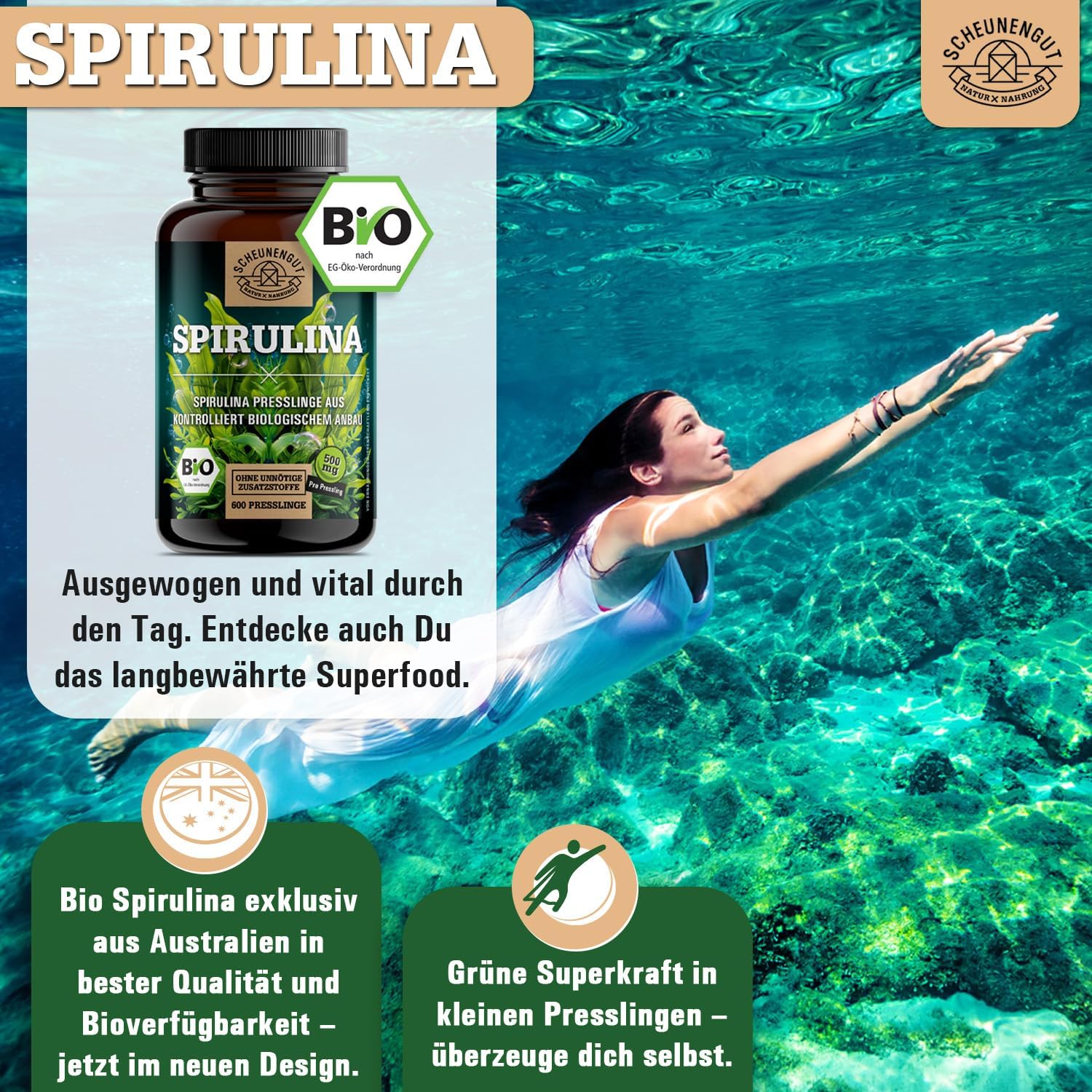 Thumbnail 3 de SCHEUNENGUT® Bio Spirulina 600 Tabletten 6.000mg