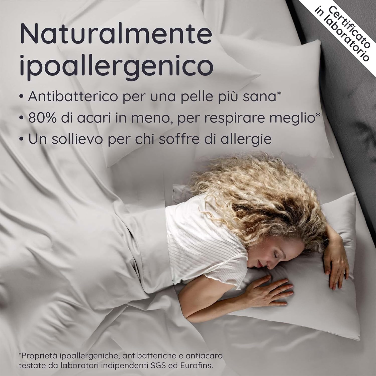 Detalle 2 de Bambaw federe di bambù 50x70 cm (confezione da 2) antiacaro, anallergiche e antibatteriche, colore grigio