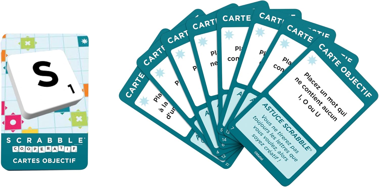Detalle de Mattel Games Scrabble HWD44 : un jeu de société familial avec 2 modes de jeu (français), dès 10 ans