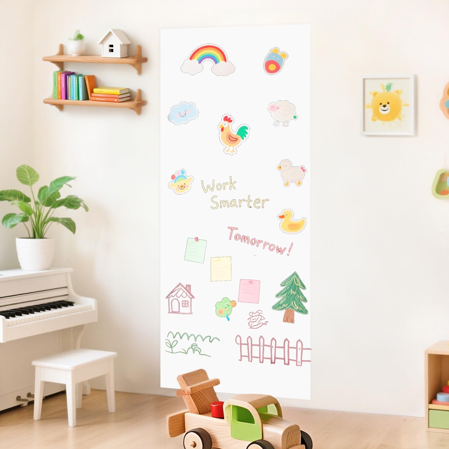 Detalle de FANPROMS Magnetic Wall Decal, 120 x 45 cm White Chalkboard Sticker