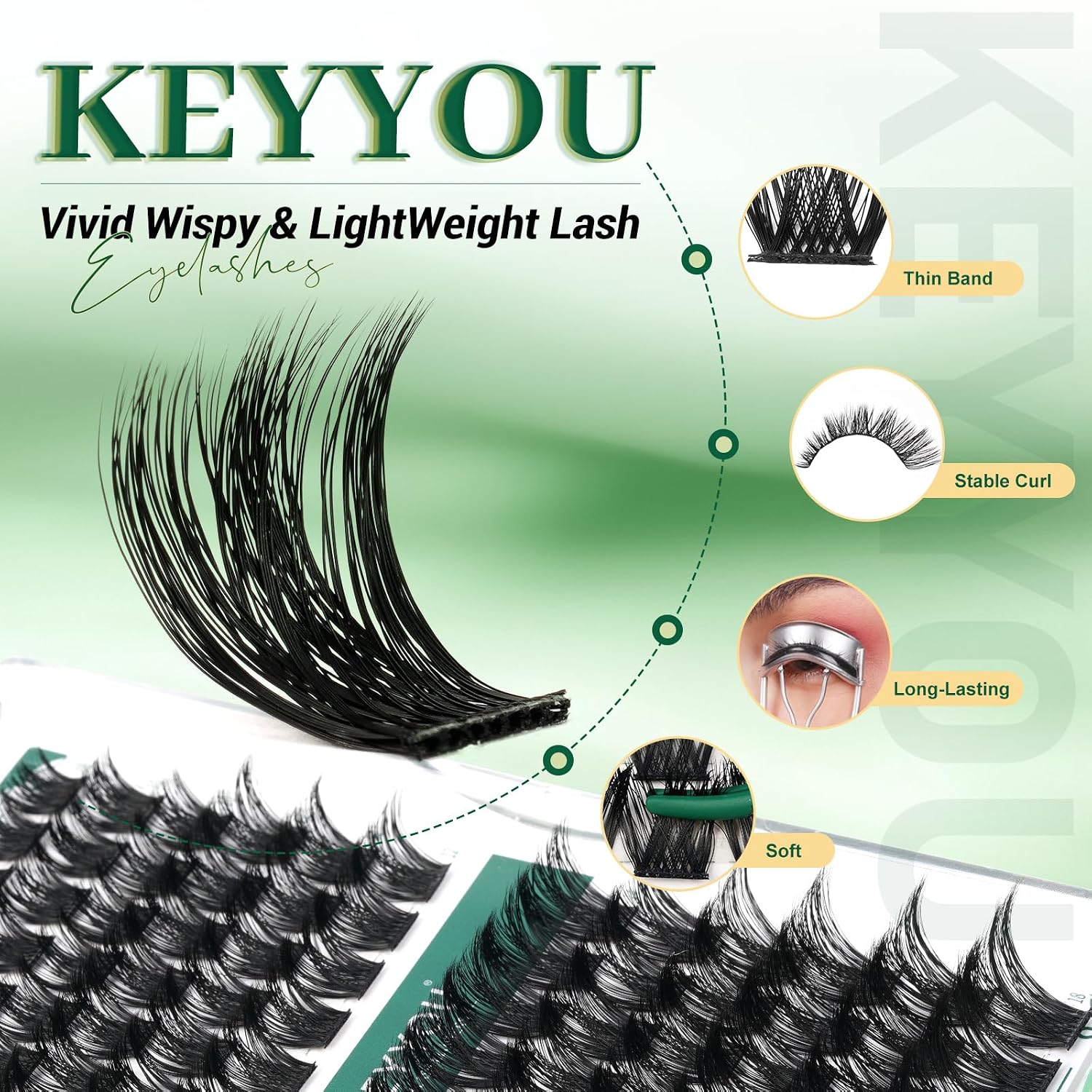 Thumbnail 2 de KEYYOU Lash Clusters 96pcs Y02 D Curl