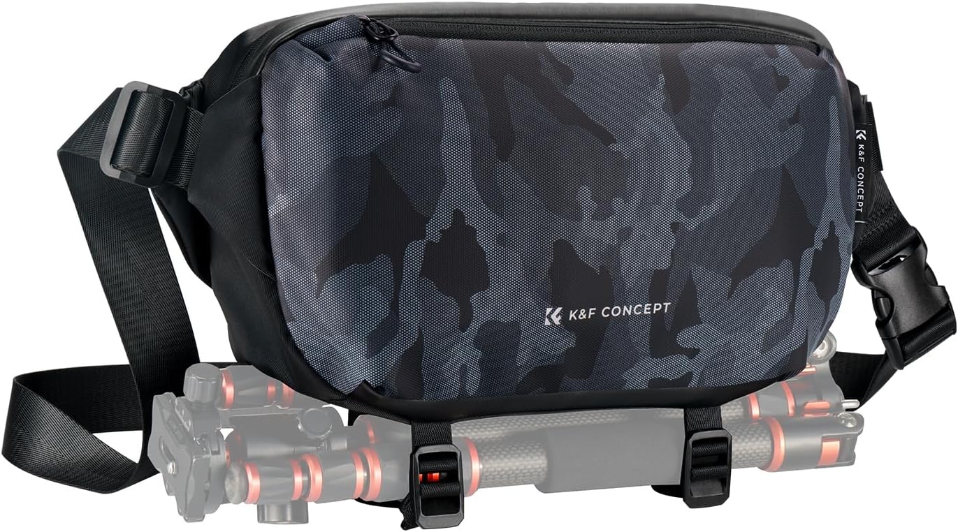 Detalle de K&F CONCEPT borsa a tracolla impermeabile per fotocamera (10L) con divisori e tasca tablet fino a 9”