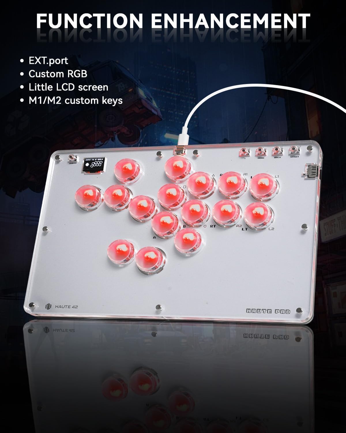 Detalle 2 de Sehawei Haute42 Arcade Stick T16 16Keys all-button arcade controller with Turbo, Custom RGB & hot-swap