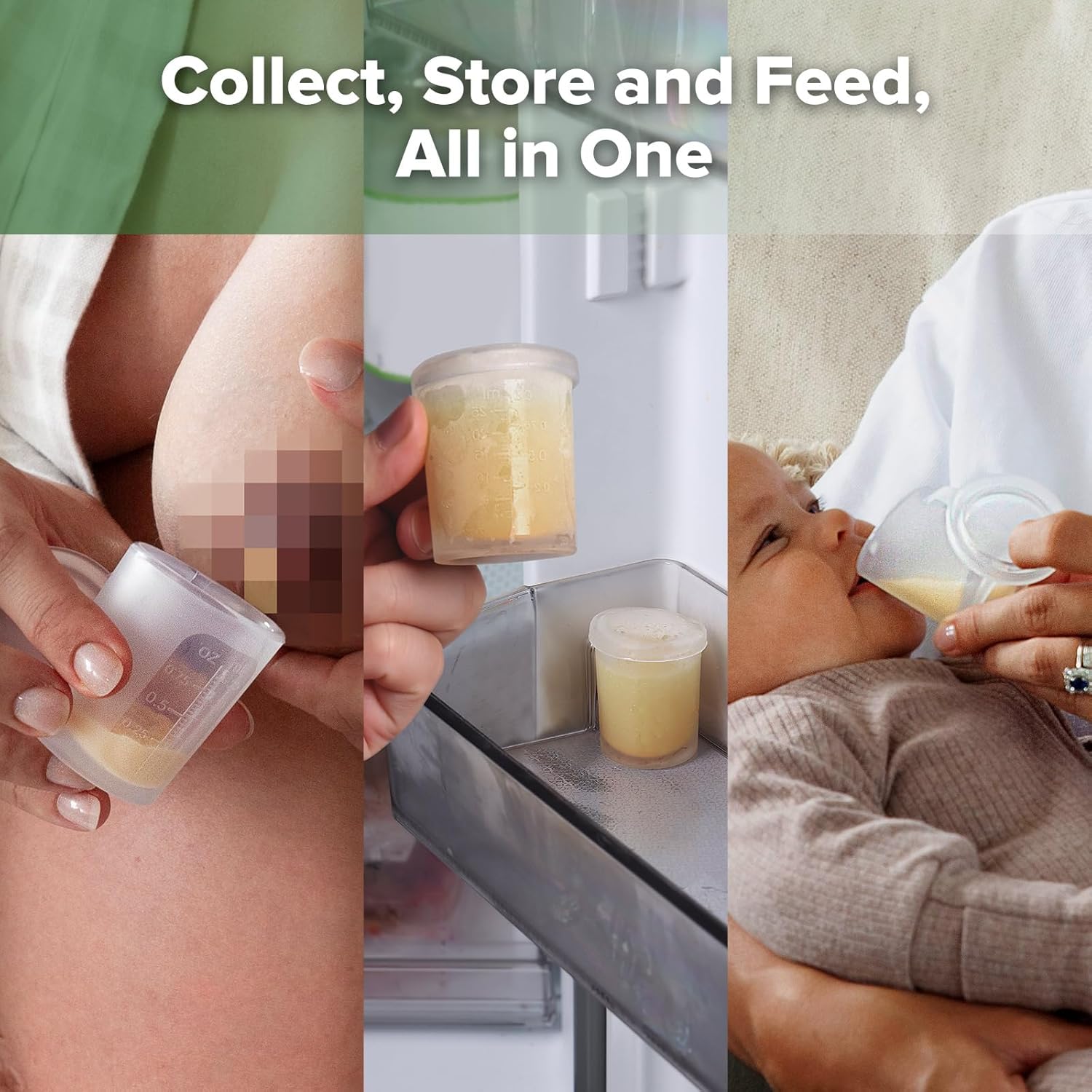 Thumbnail 2 de haakaa Lot de 2 gobelets doseurs et d’alimentation en silicone avec couvercle, pré-stérilisés, 25 ml