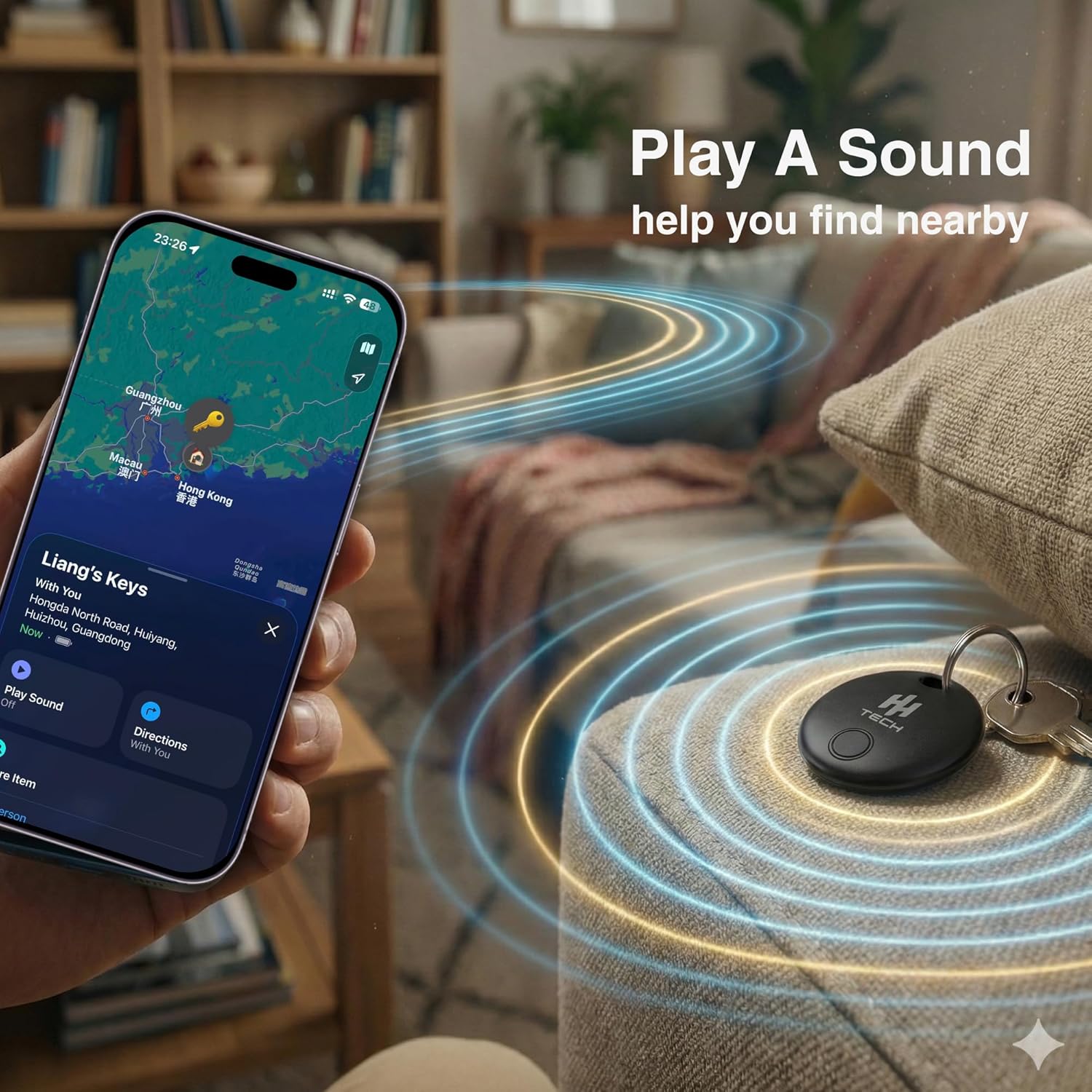 Thumbnail 4 de HH-Tech Smart Tag COMBO (Pack 4) for Apple iOS devices — key tracker and item finder with replaceable batteries