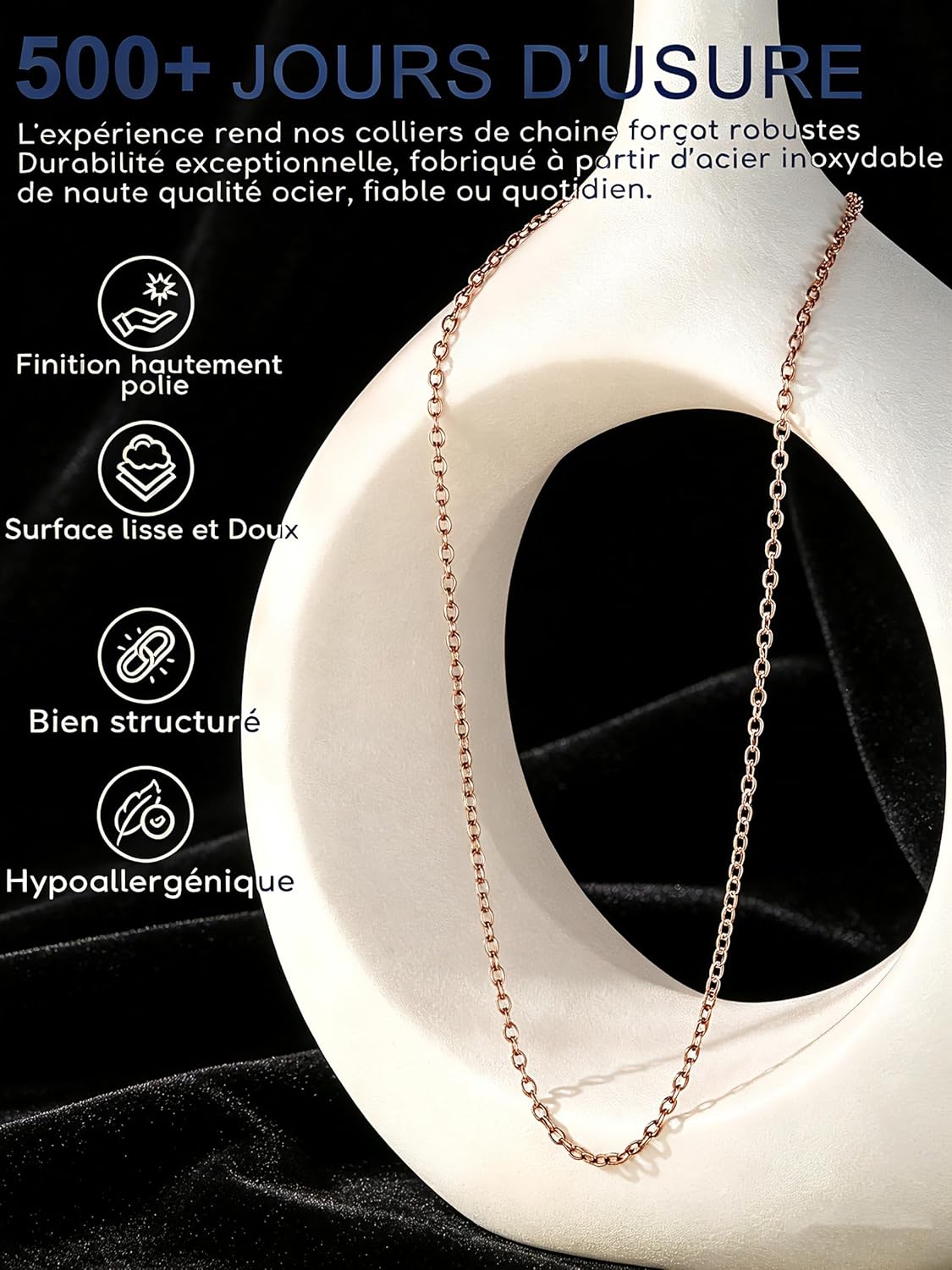 Thumbnail 4 de Suplight Chaine Rolo pour Femme 1,4 mm / 2,5 mm en acier inoxydable — Argenté / Doré / Noir / Rose