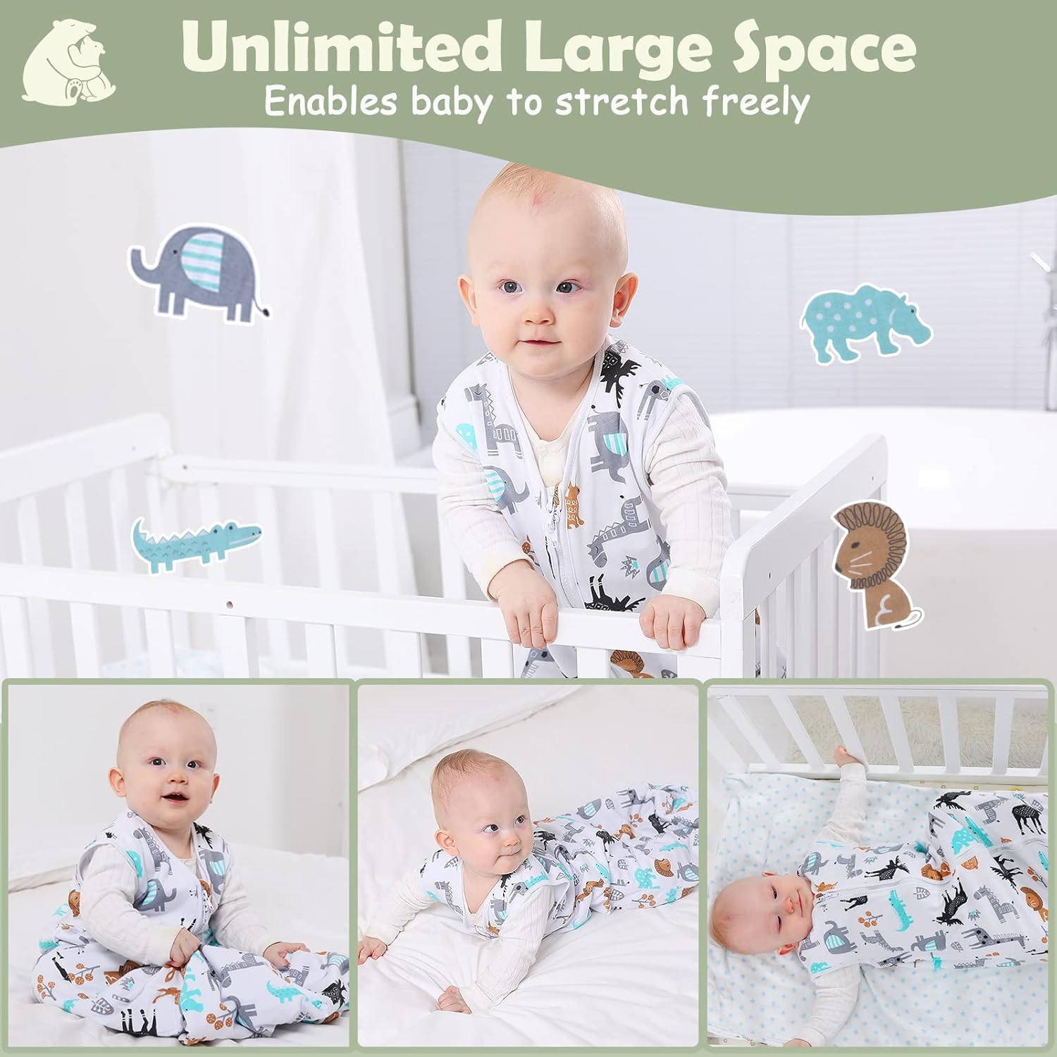 Thumbnail 3 de Lictin Baby Sleeping Bag 0.5 Tog – 100% Cotton, 2-Pack Sleep Sack for 18–36 Months